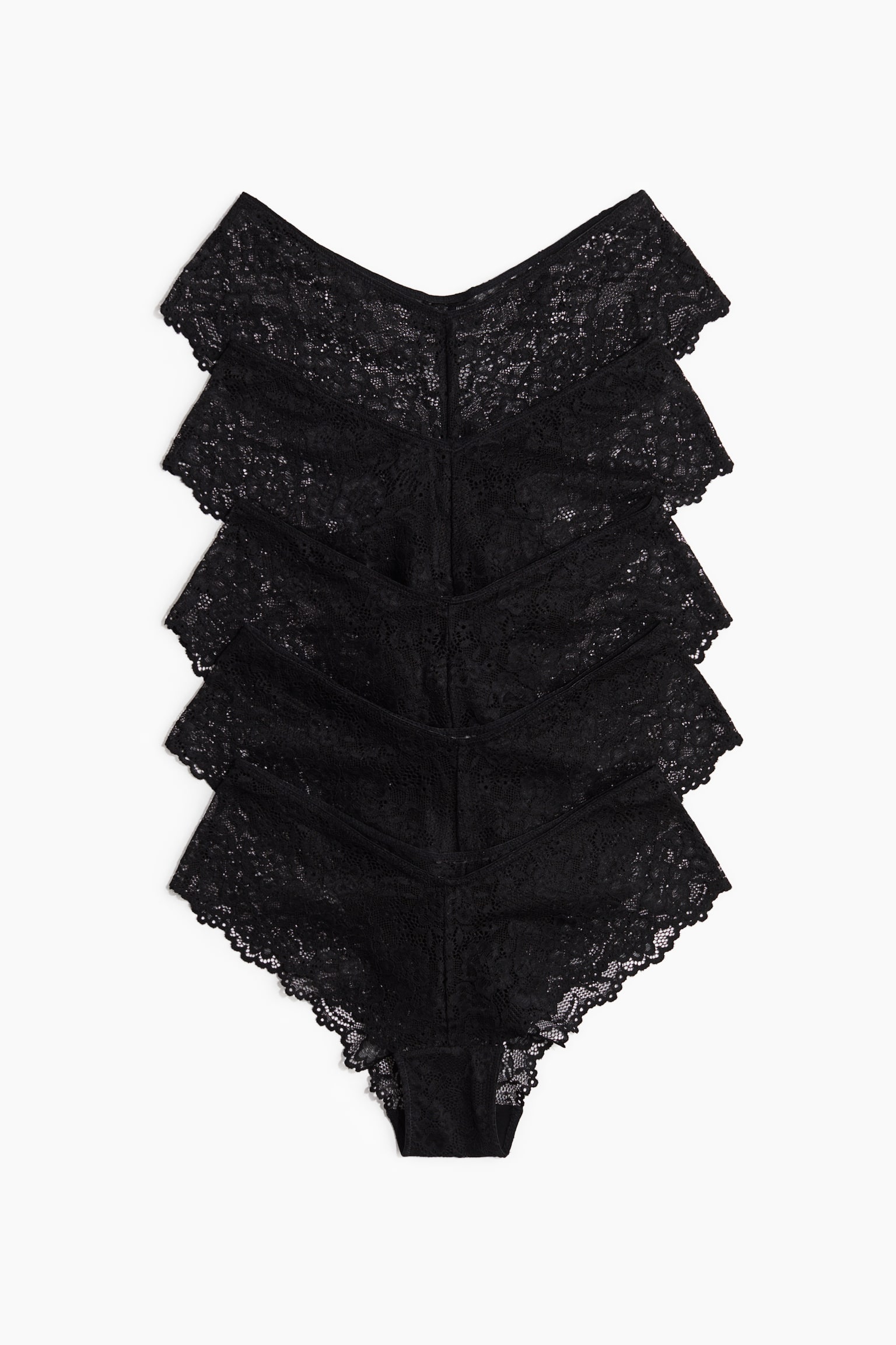 Женские трусы-хипстеры H&M Lace, 5 шт, цвет: Чёрный — фото 2