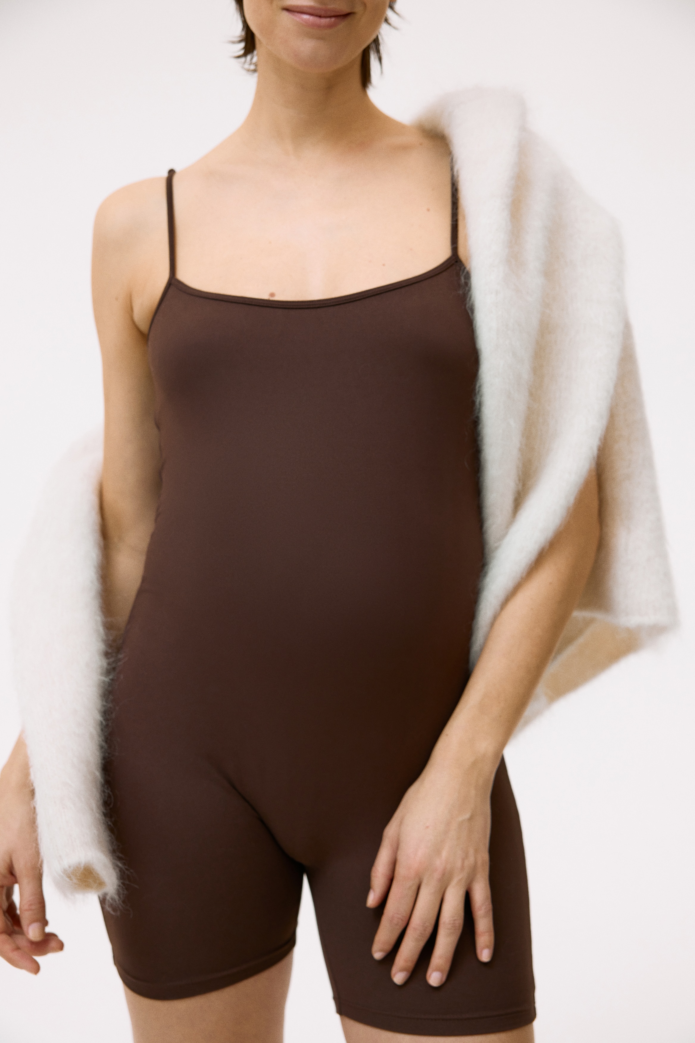 MAMA Playsuit med integrert BH - Mørk brun