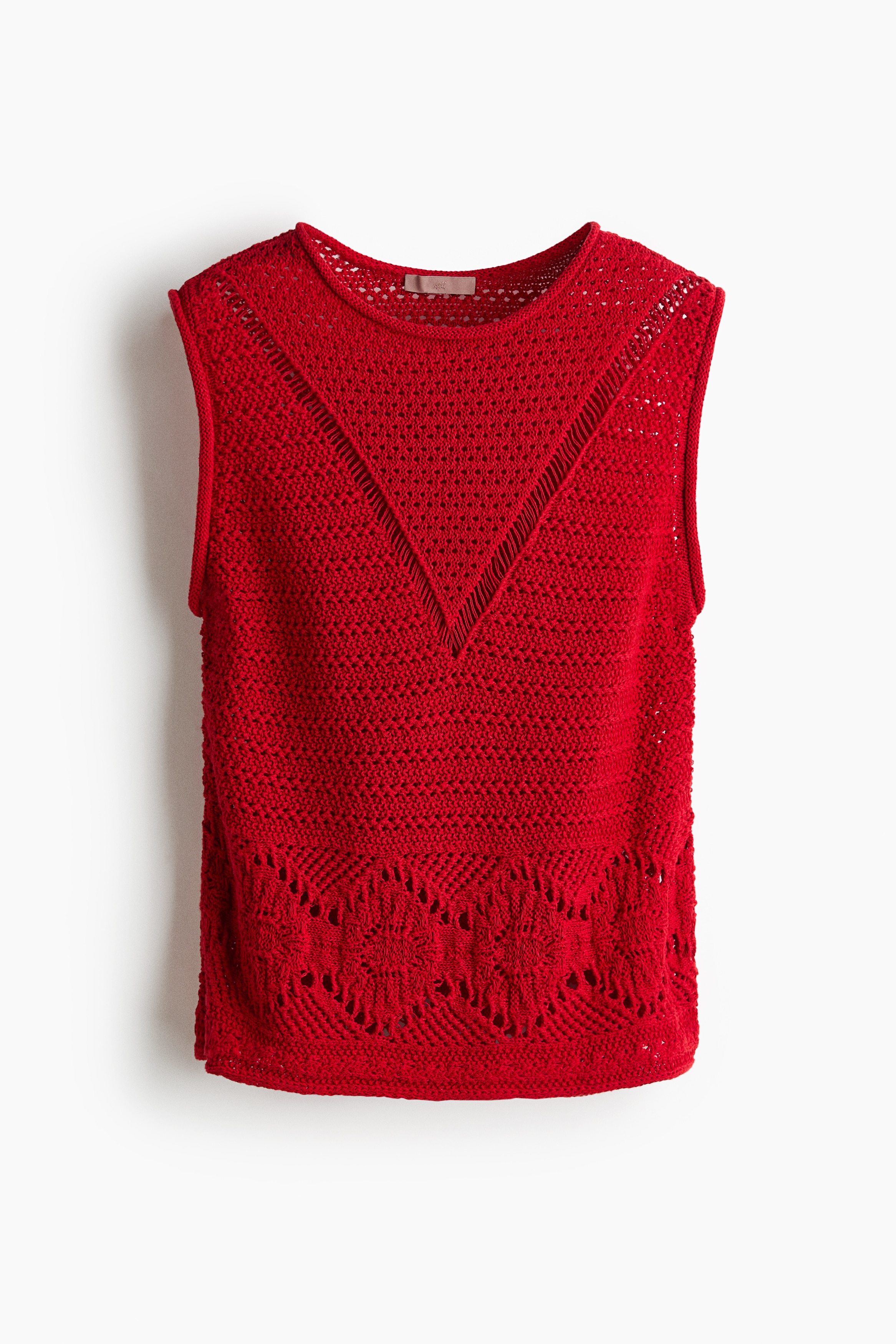 Top efecto crochet - Rojo/Beige empolvado claro