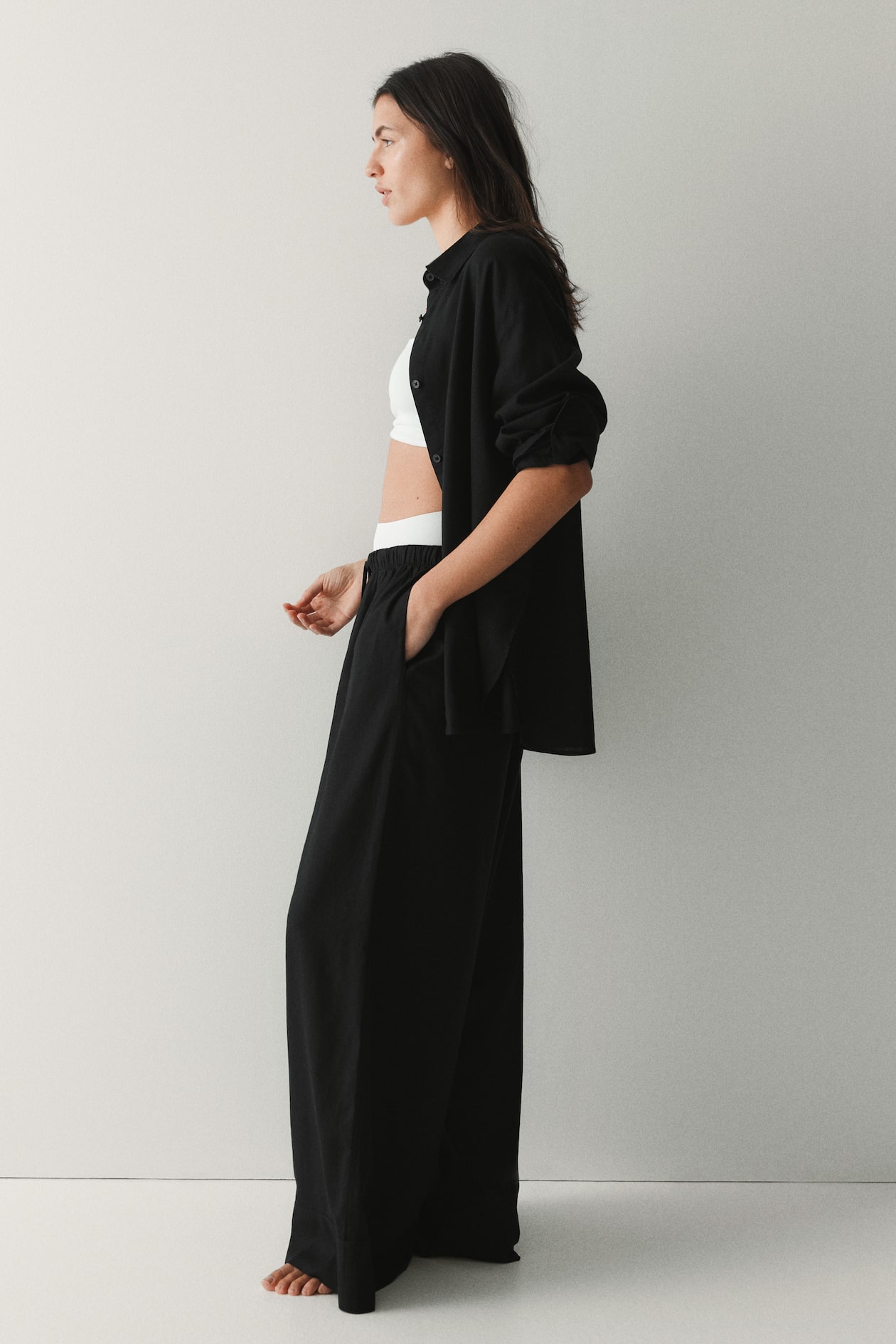 Wide-Leg Linen-Blend Pants - image 3