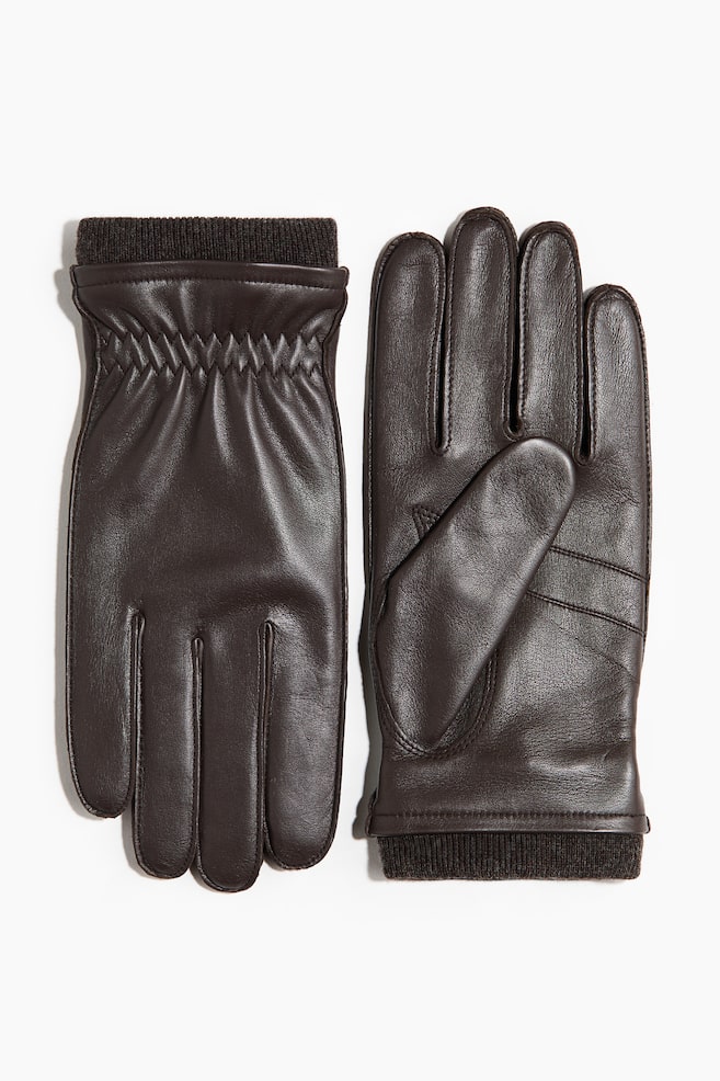 Gants en cuir - Marron foncé/Noir/Marron foncé - 1