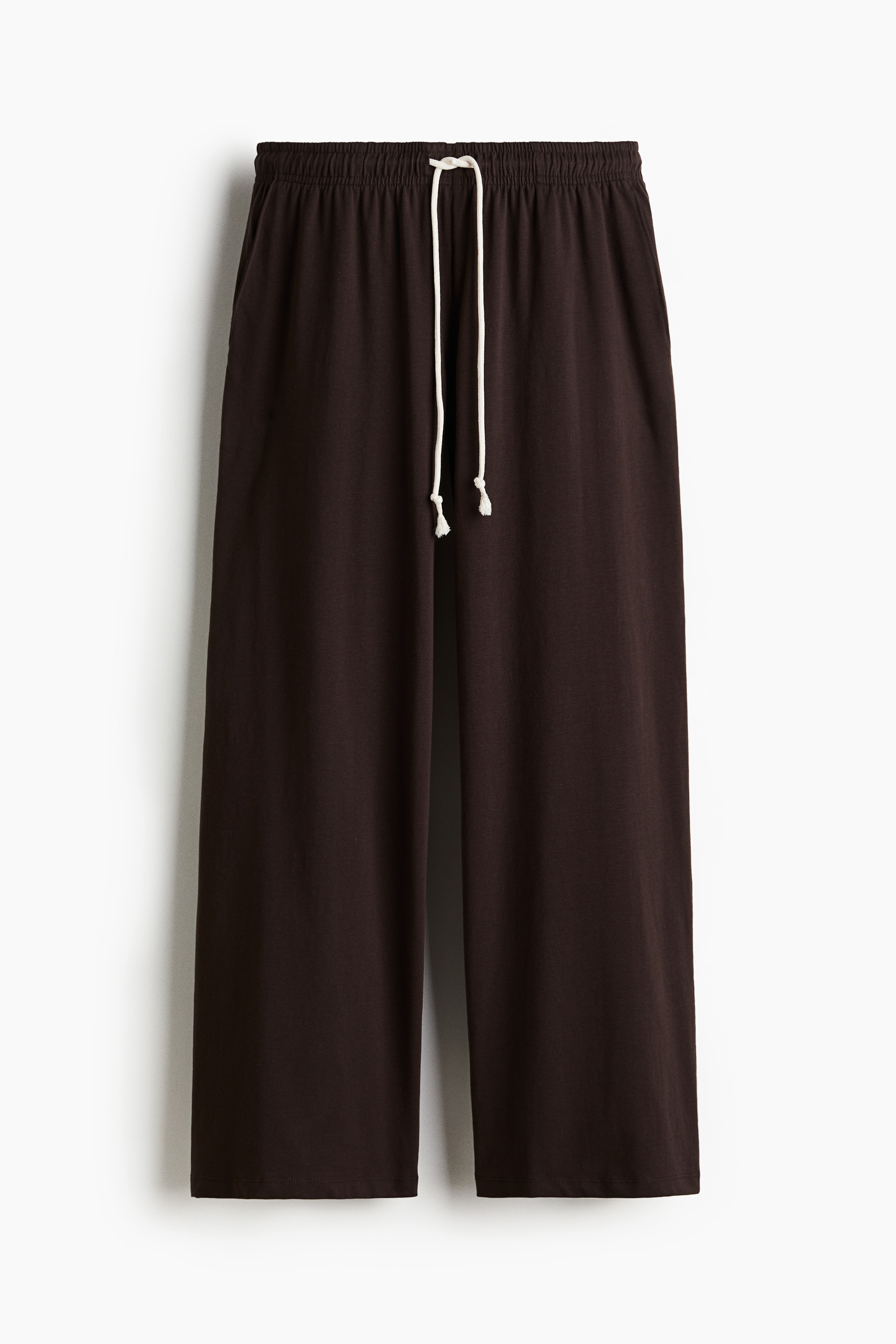 Wide-Leg Joggers - Dark brown/Cream/Light gray melange