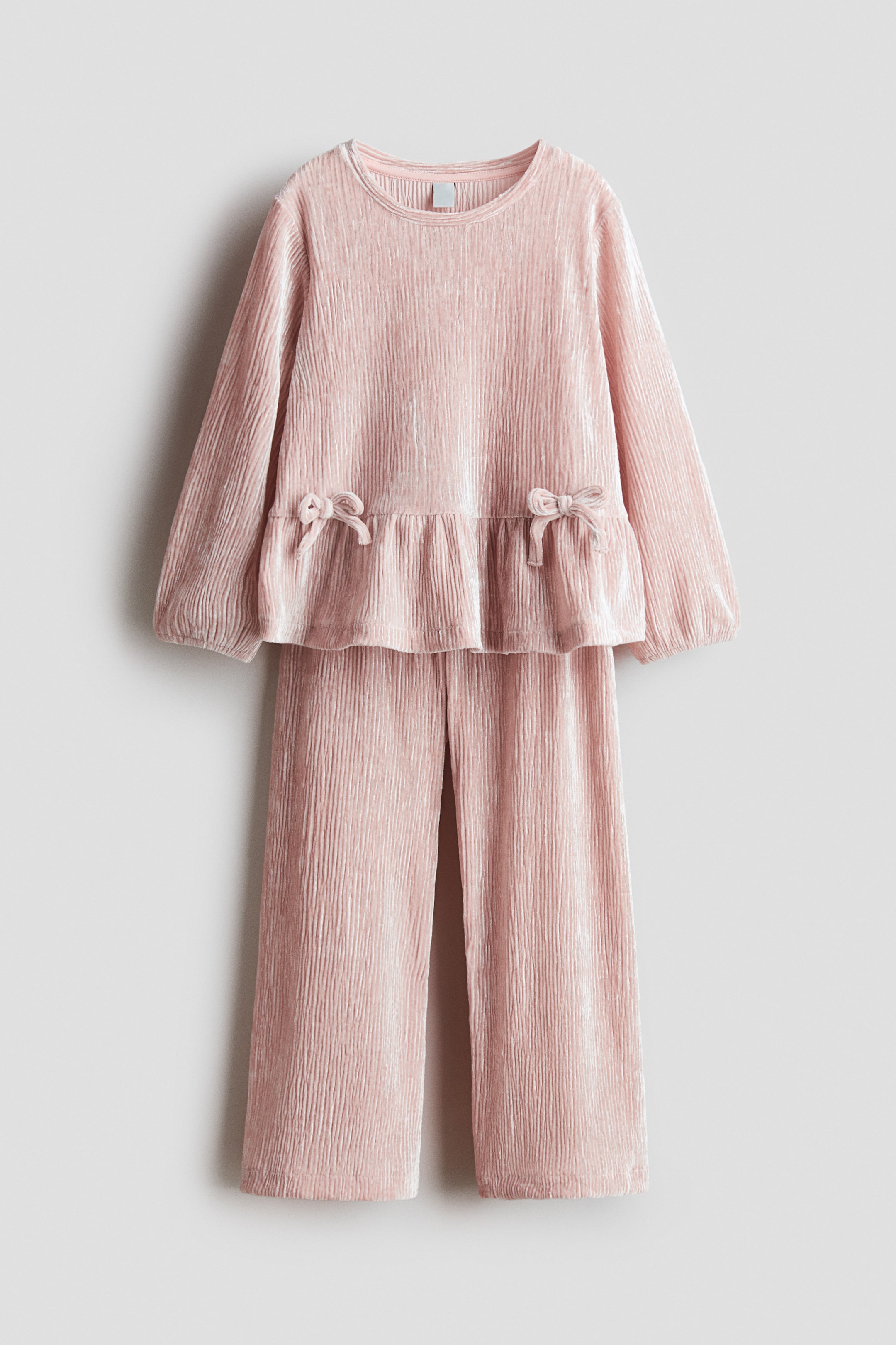 Vis større bilde: 2-delt sett i krinklet velur - Lys rosa - BARN | H&M NO 1