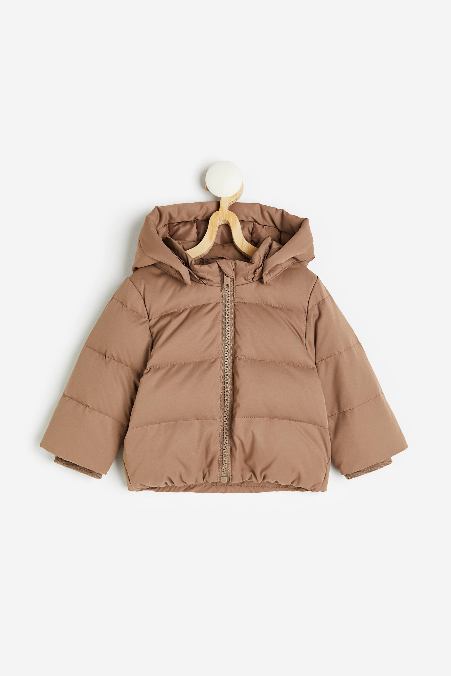 Hooded down puffer jacket - Long sleeve - Regular length - Dark 