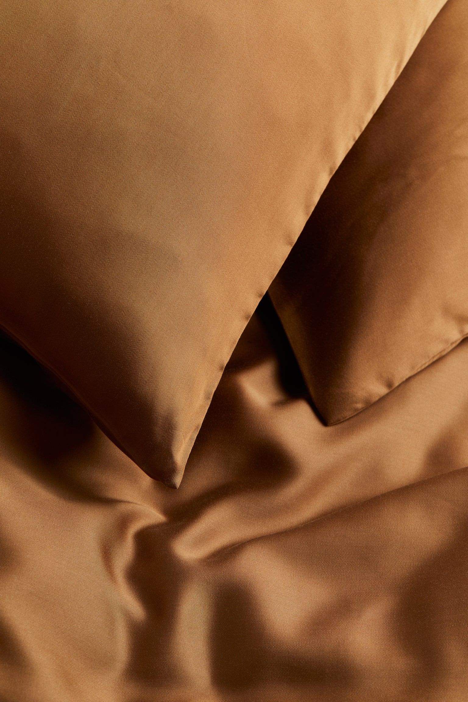 Satin double/king duvet cover set - Brown/Light beige - 3