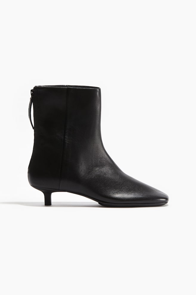 Heeled leather boots - Noir - 1
