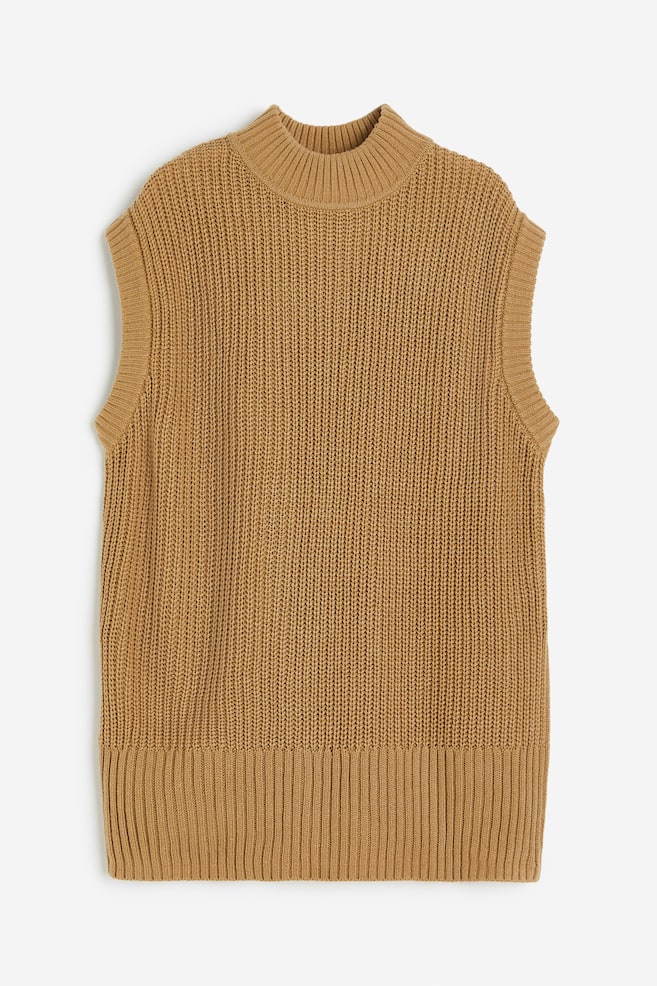 Rib-knit sweater vest - Dark beige - 2