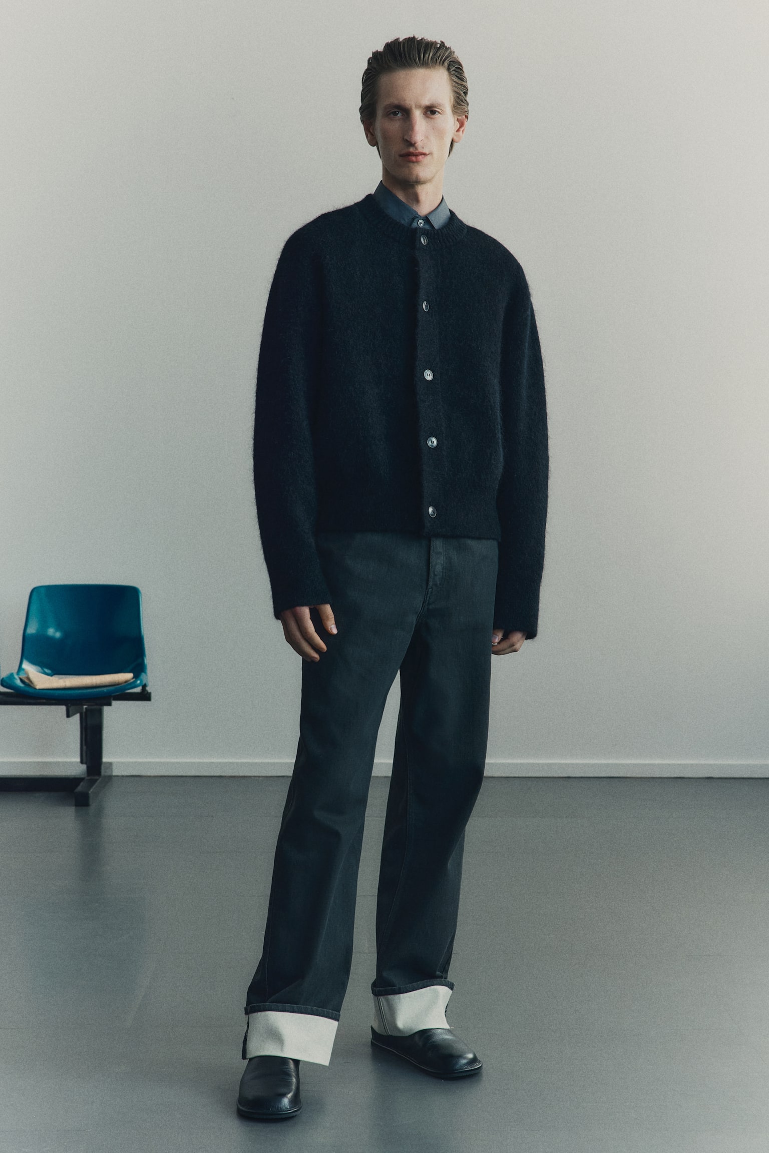 Kardigan z domieszką moheru Relaxed Fit - Czarny - 8