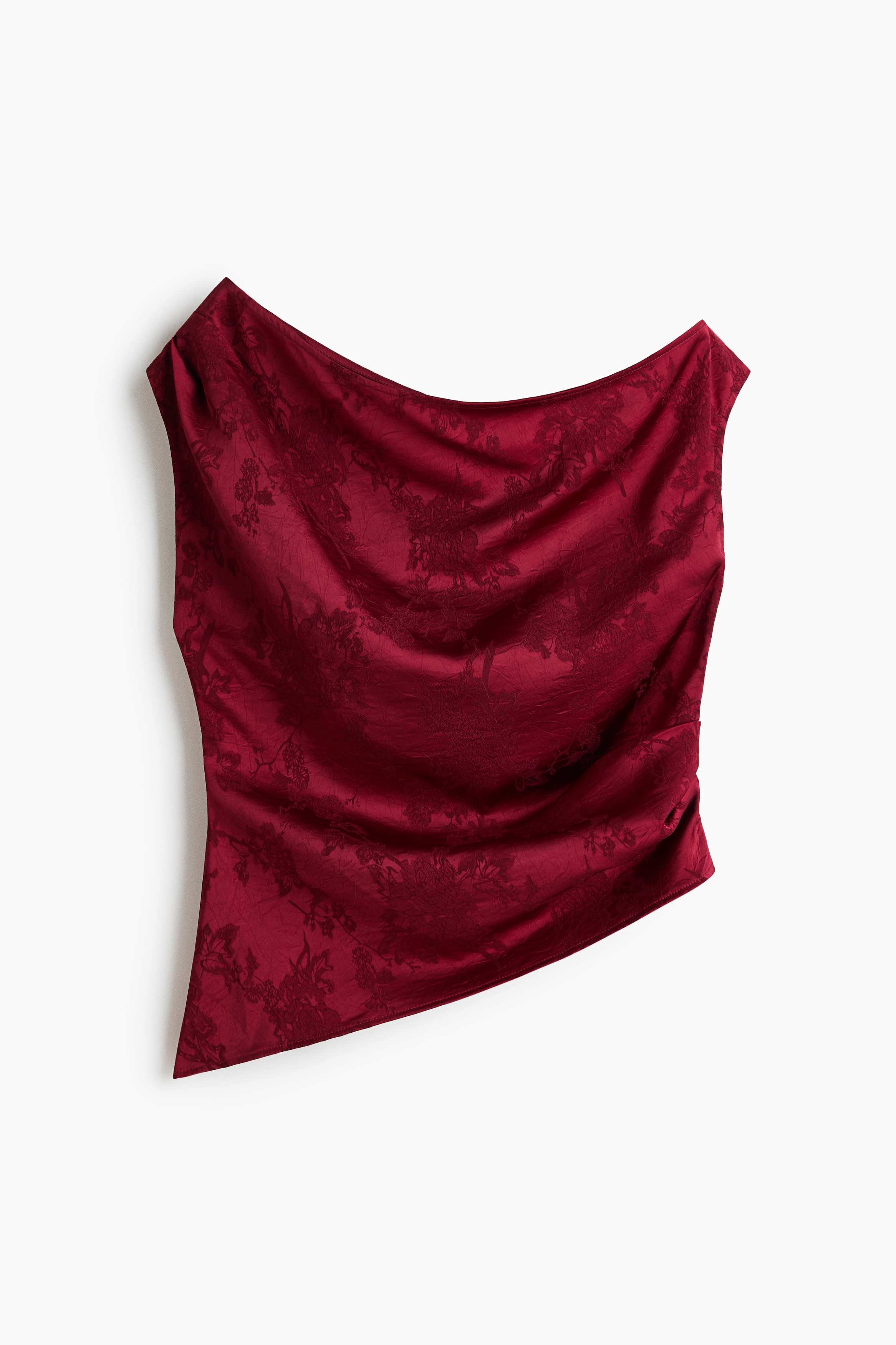Top em tecido jacquard com um ombro descoberto - Vermelho escuro