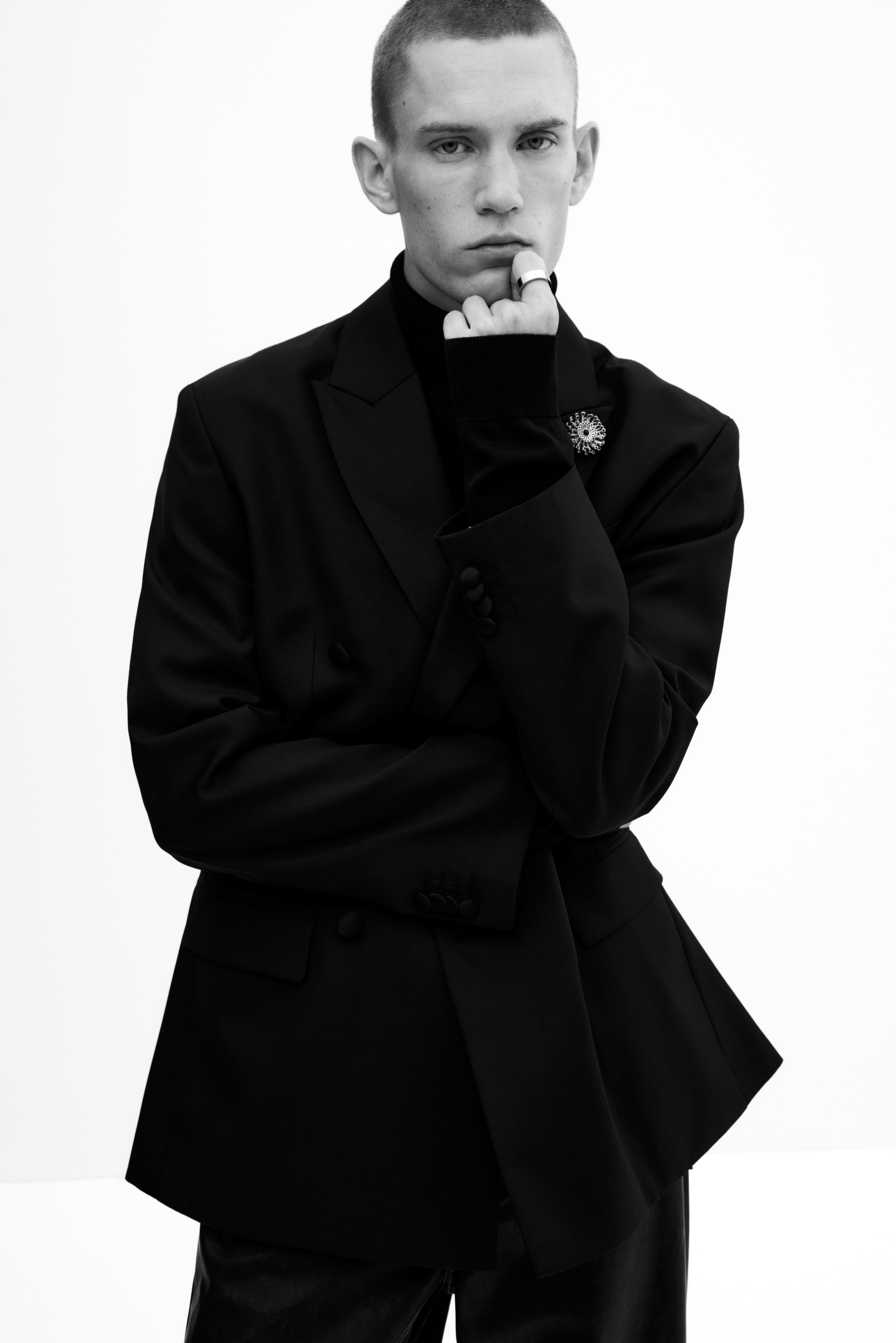 Relaxed Fit Wool-blend tuxedo jacket