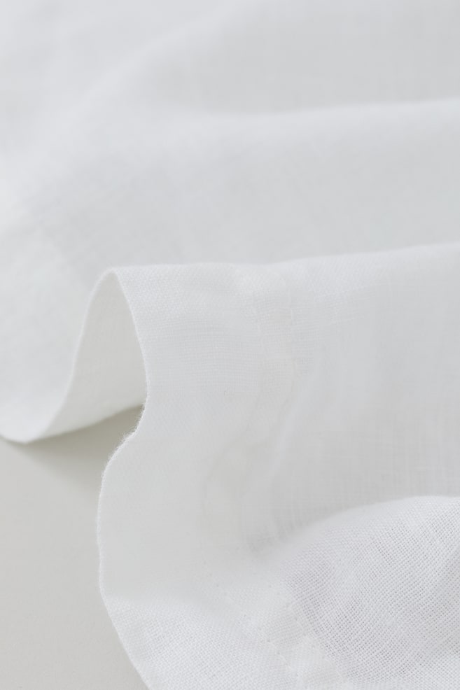 Podwójny lambrekin łóżkowy ze spranego lnu - Biały/Beżowy - 2