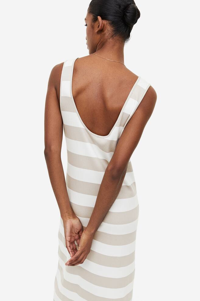 Ribbed dress - Light beige/Striped/Black/White striped/Light grey marl/Red/White striped/dc - 5
