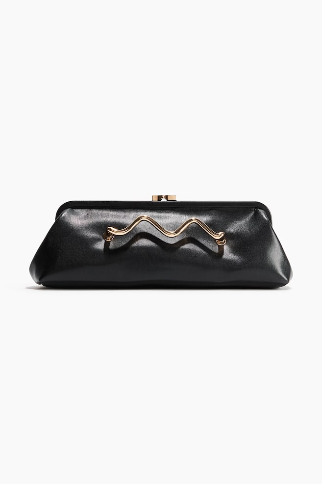 Metal-detail clutch - Black - 1