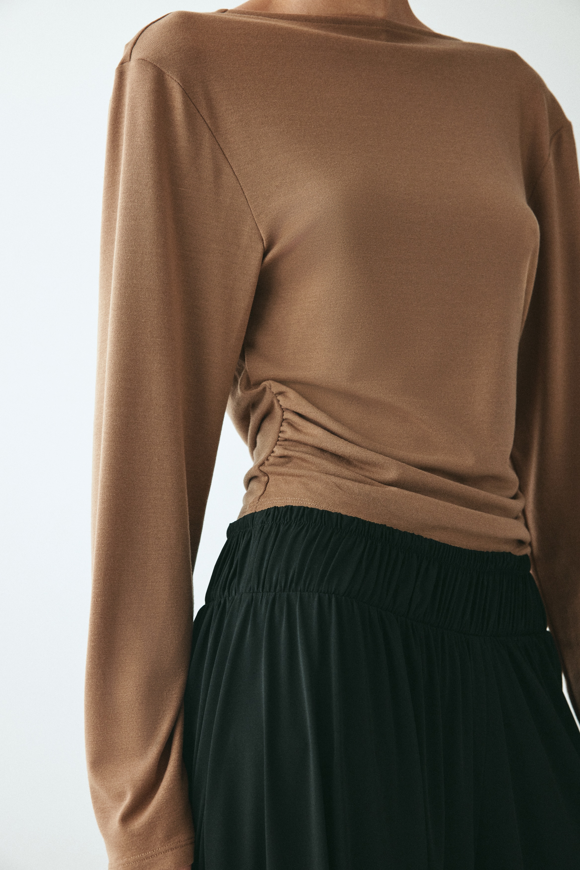 Cowl-back jersey top
