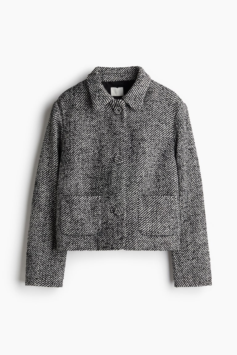 Jacquard-weave jacket - Black/White striped - Ladies | H&M HK