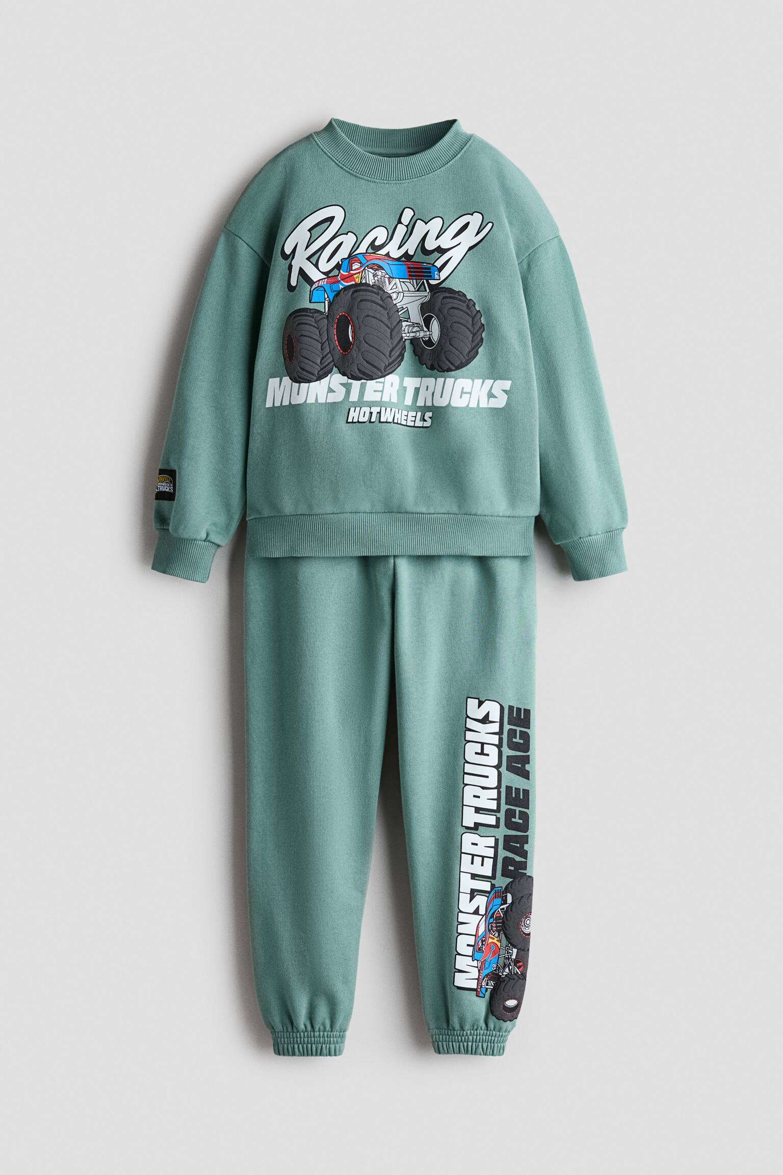 Set 2 pezzi in felpa con stampa - Dusty turquoise/Hot Wheels/Verde kaki/Spiderman - 1