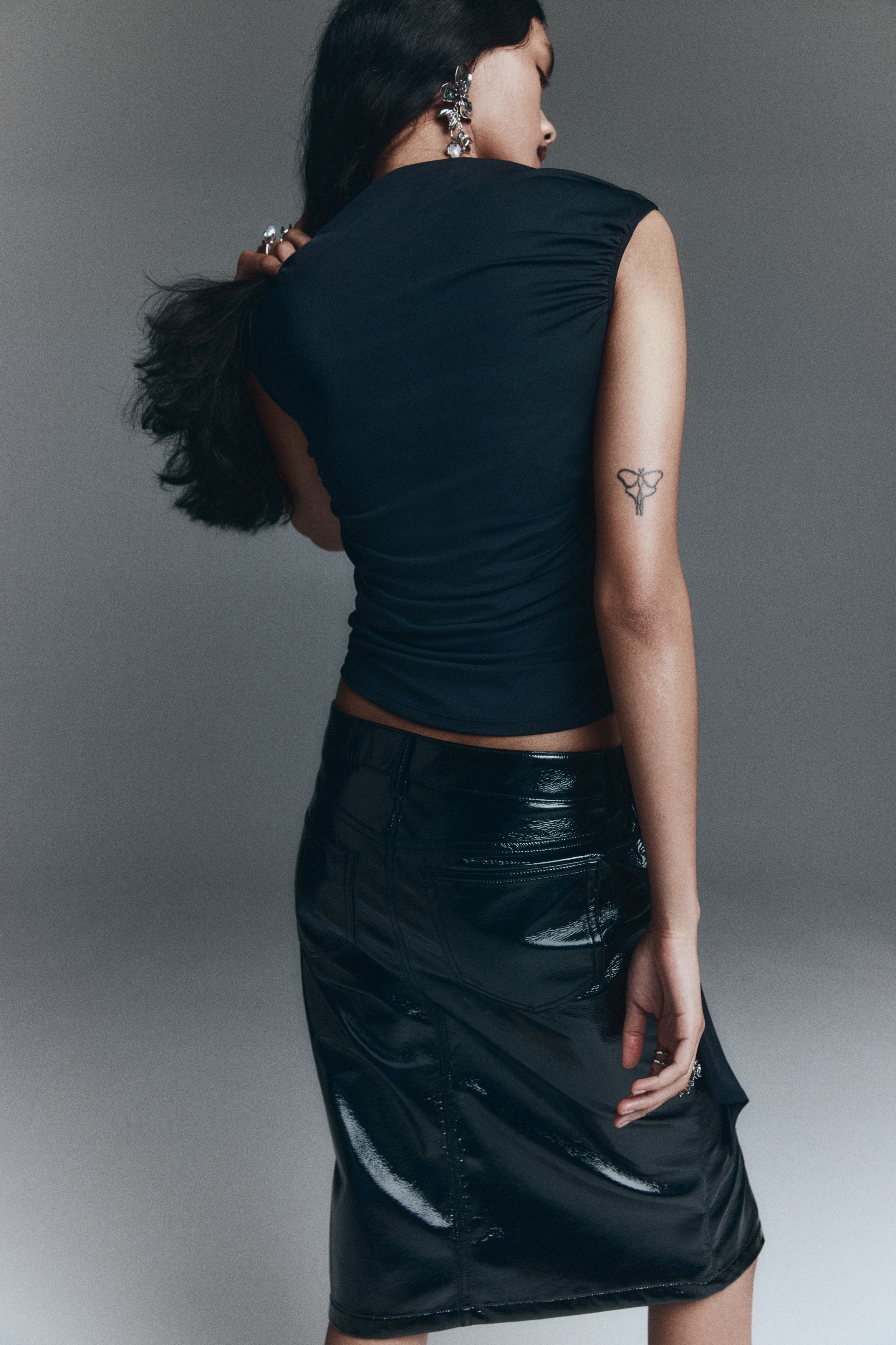 Draped one-shoulder top