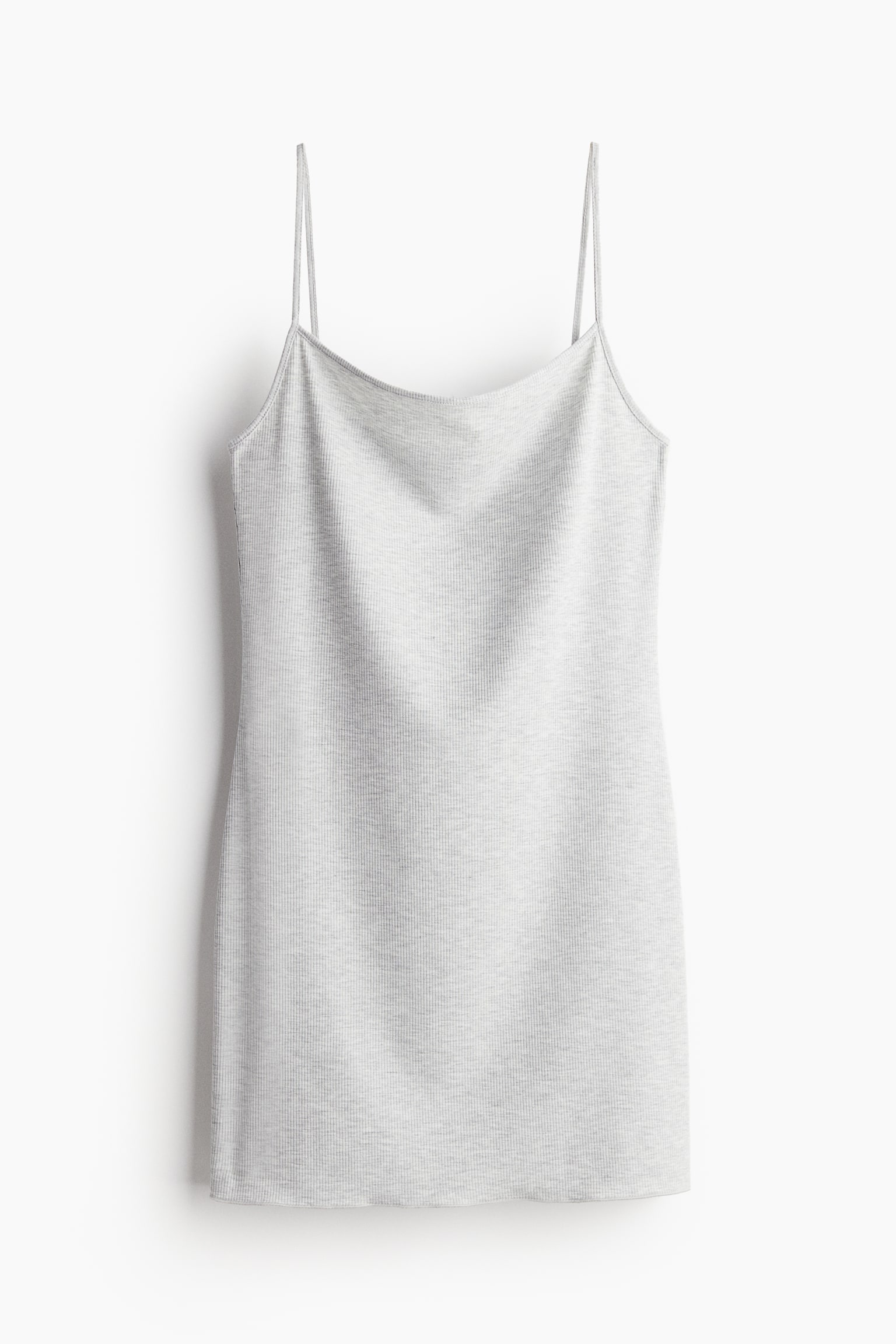 Ribbed strappy dress - Light grey marl - 1