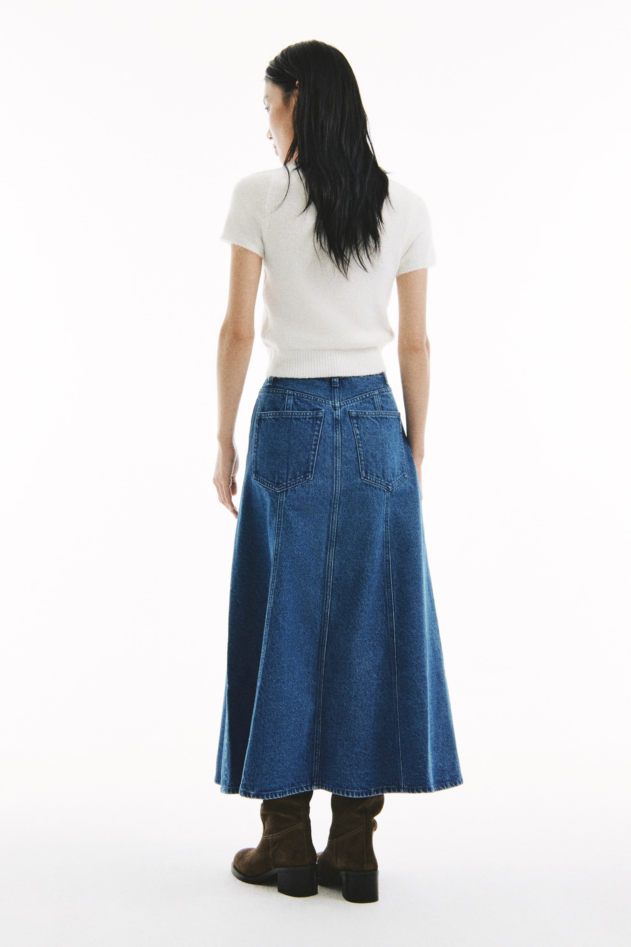 拡大画像を表示: ツイルフレアスカート - デニムブルー - レディース | H&M JP 3