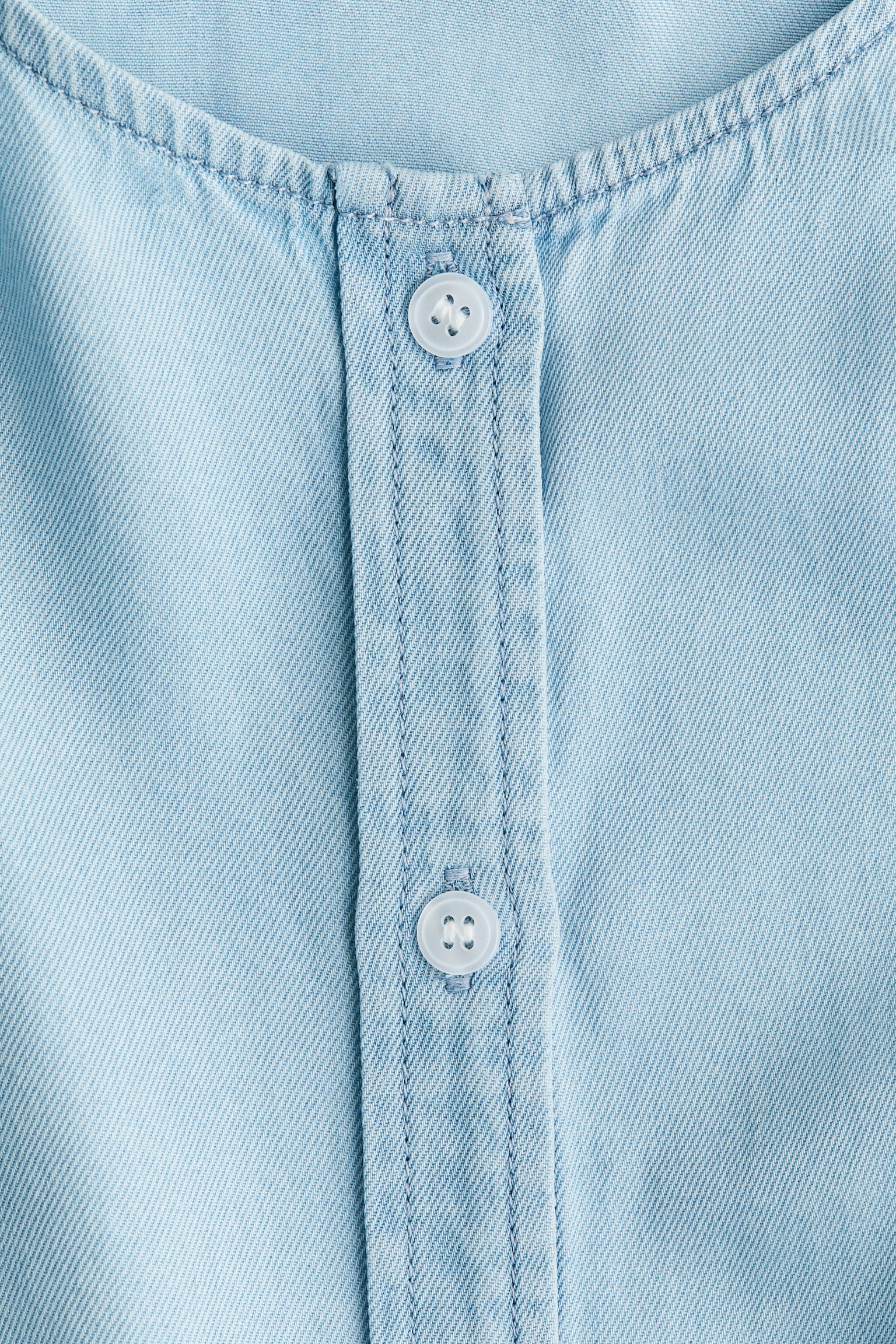 Balloon-sleeved denim blouse - Light denim blue/Denim blue - 3