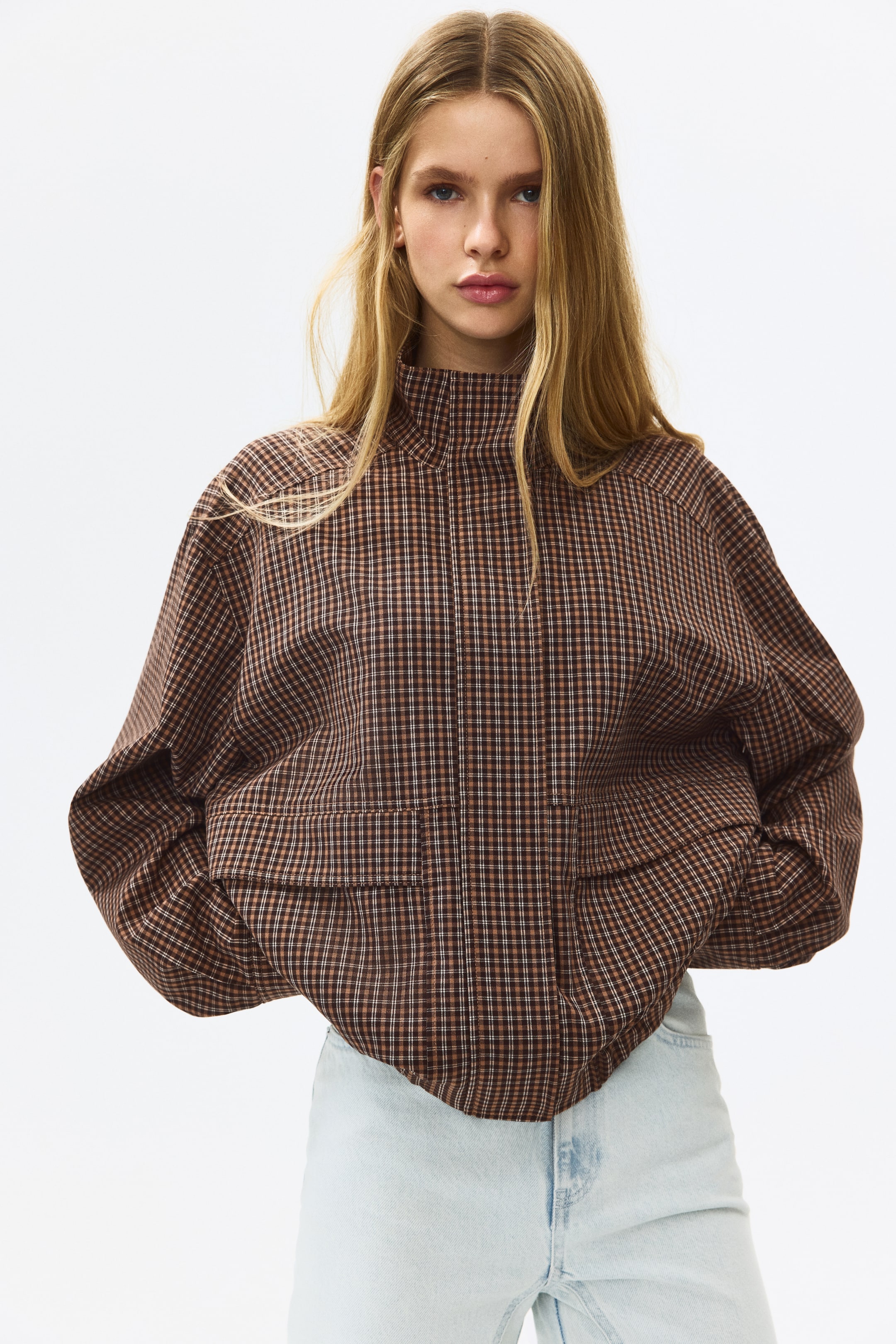 Grotere afbeelding bekijken: Oversized utilityjack - Donkerbruin/geruit - DAMES | H&M NL 1