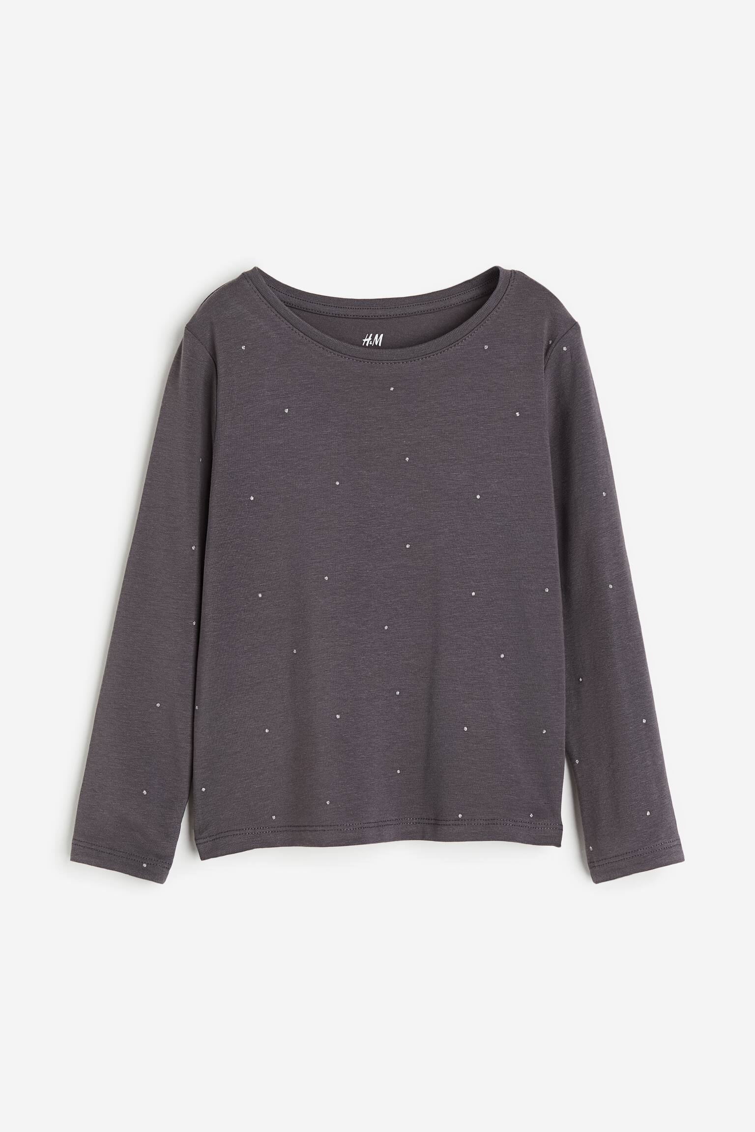 Long Sleeve Jersey Top - Dark grey/Spot - 1