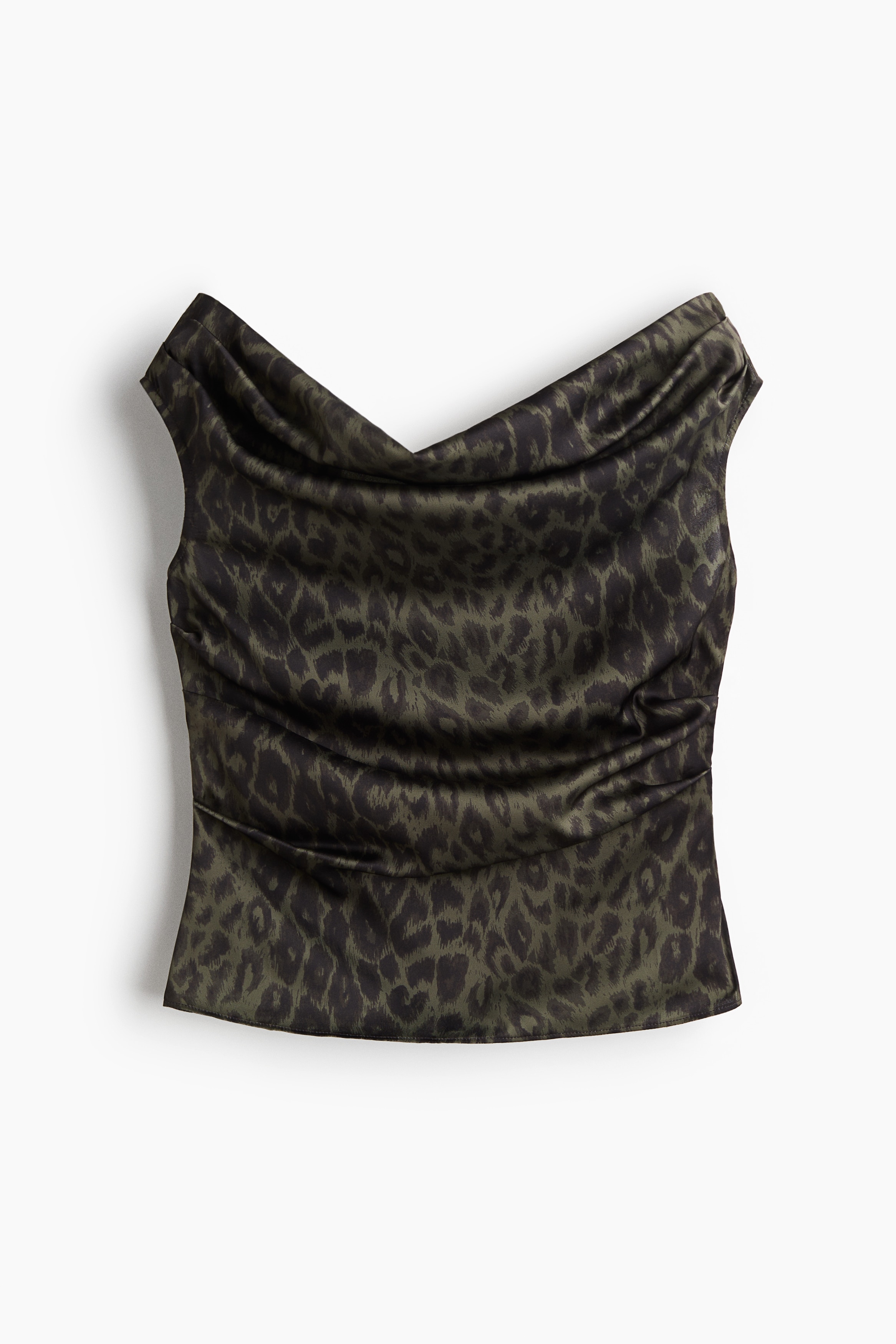 Nariasené tielko s odhalenými plecami - Tmavobéžová/leopardí vzor