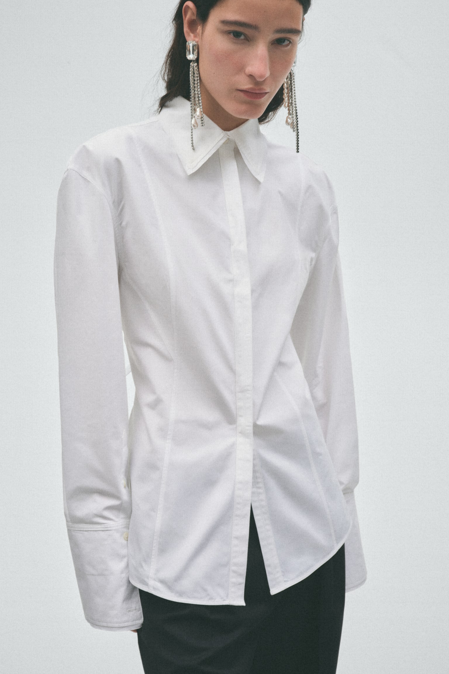 Женская рубашка H&M Poplin Hourglass, цвет: Белый — фото 3