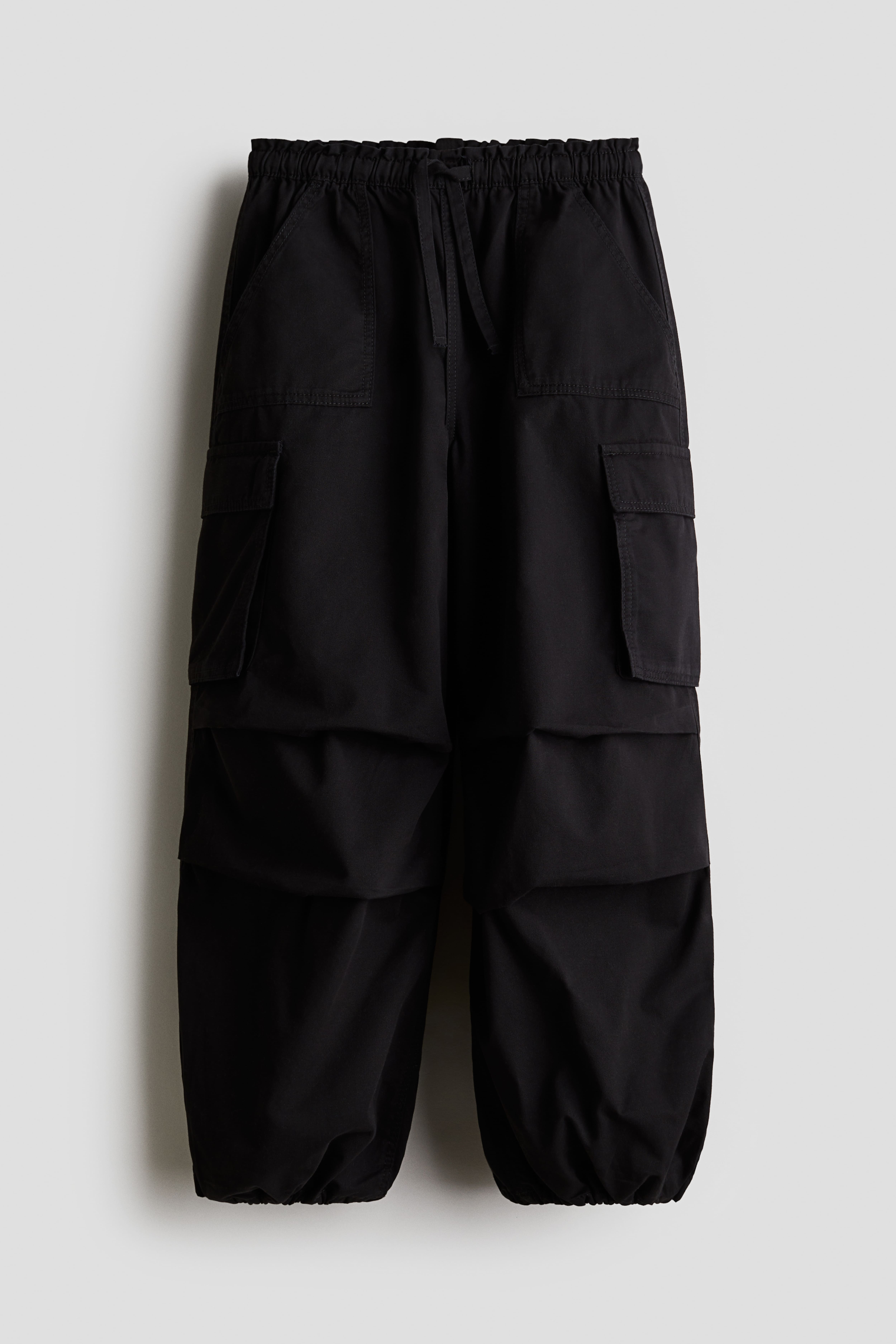 Cotton Twill Parachute Pants - Black - Kids | H&M US