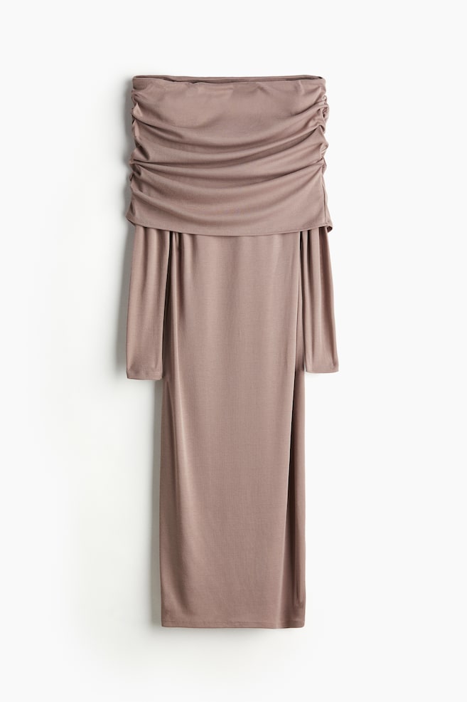 Robe épaules nues avec bord replié - Grège/Noir/Gris - 1