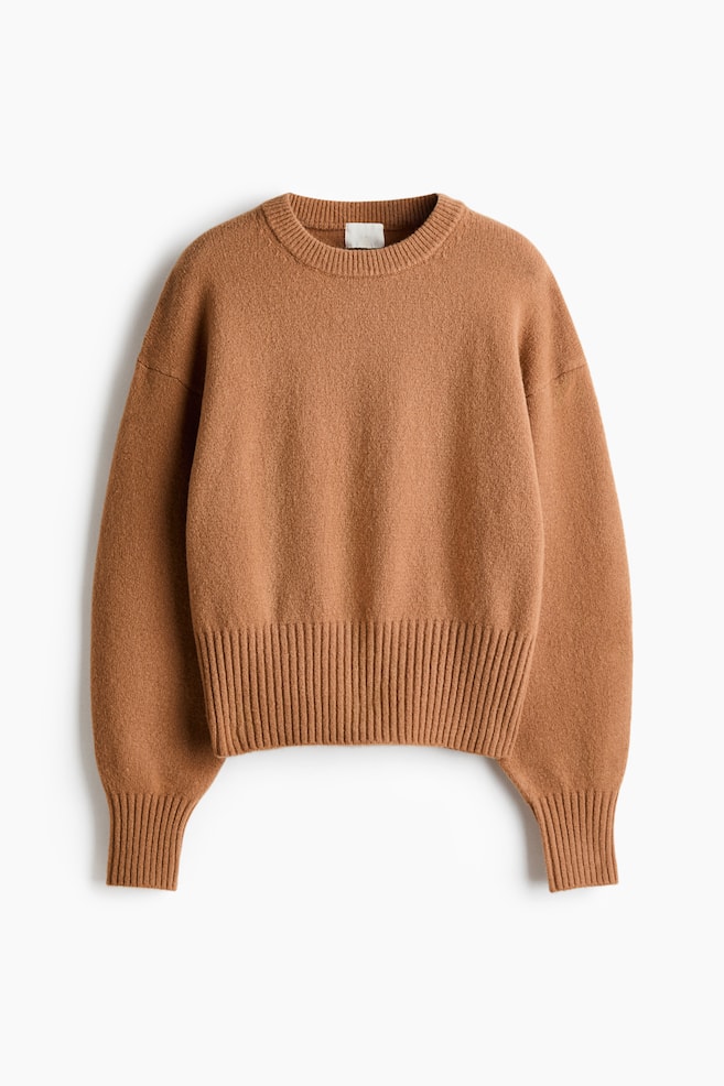 Oversized Sweater - Dark beige/Cream/Light blue - 1