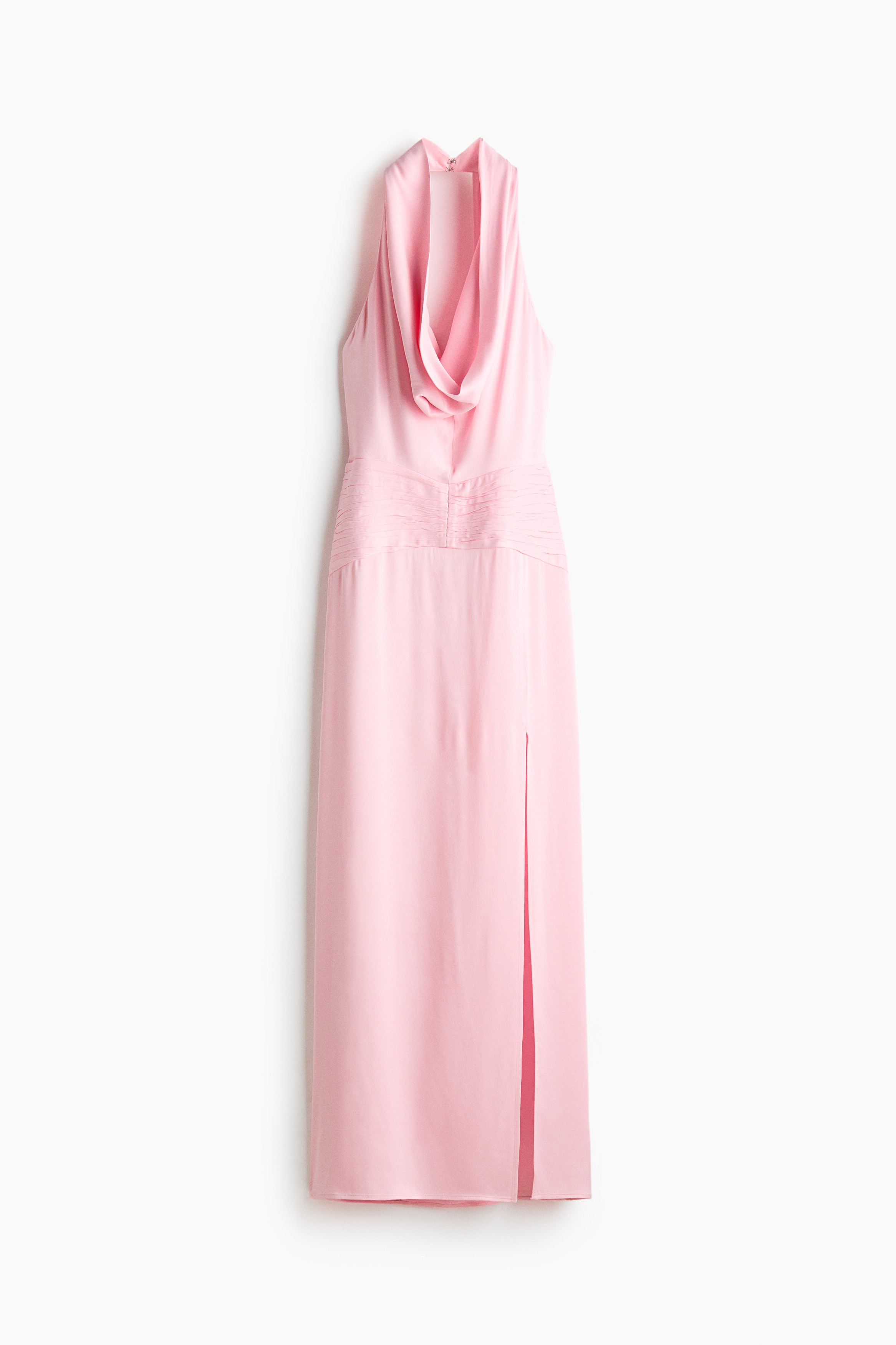 Robe en satin avec encolure bénitier - Rose clair