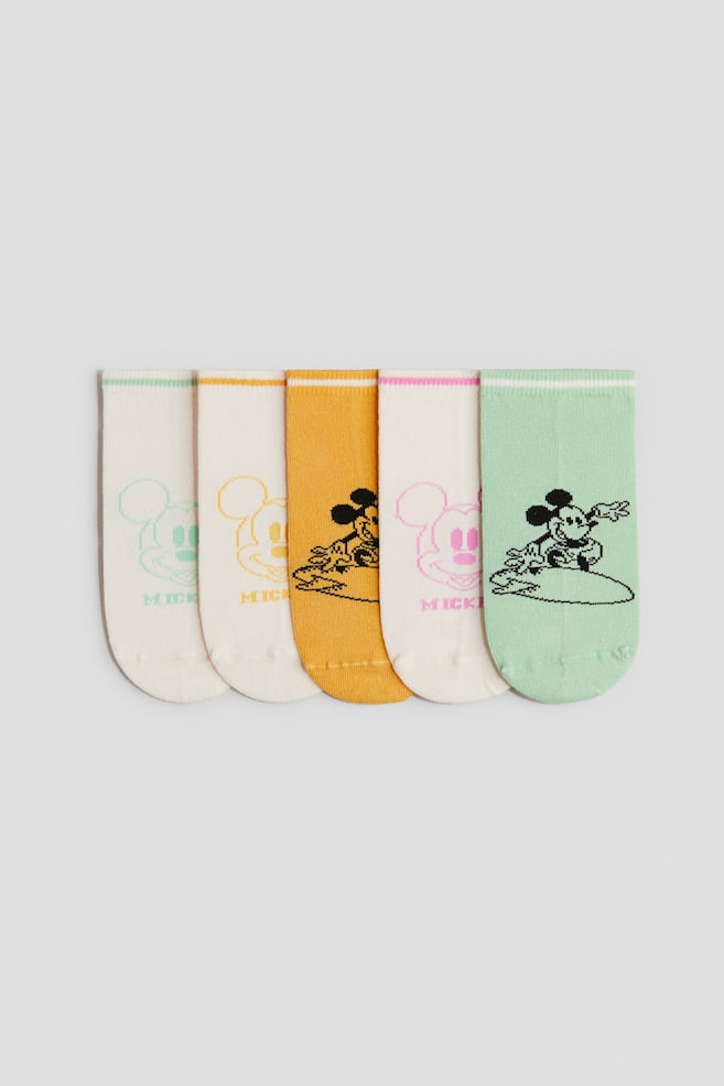 5-Pack Intarsia-Motif Socks - Light green/Mickey Mouse - 1