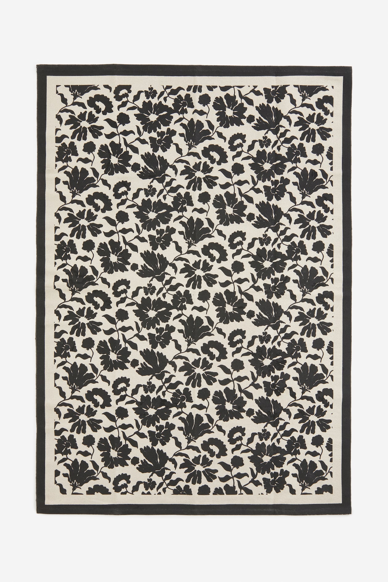 Floral Cotton Canvas Rug - Black/floral - Home All | H&M US