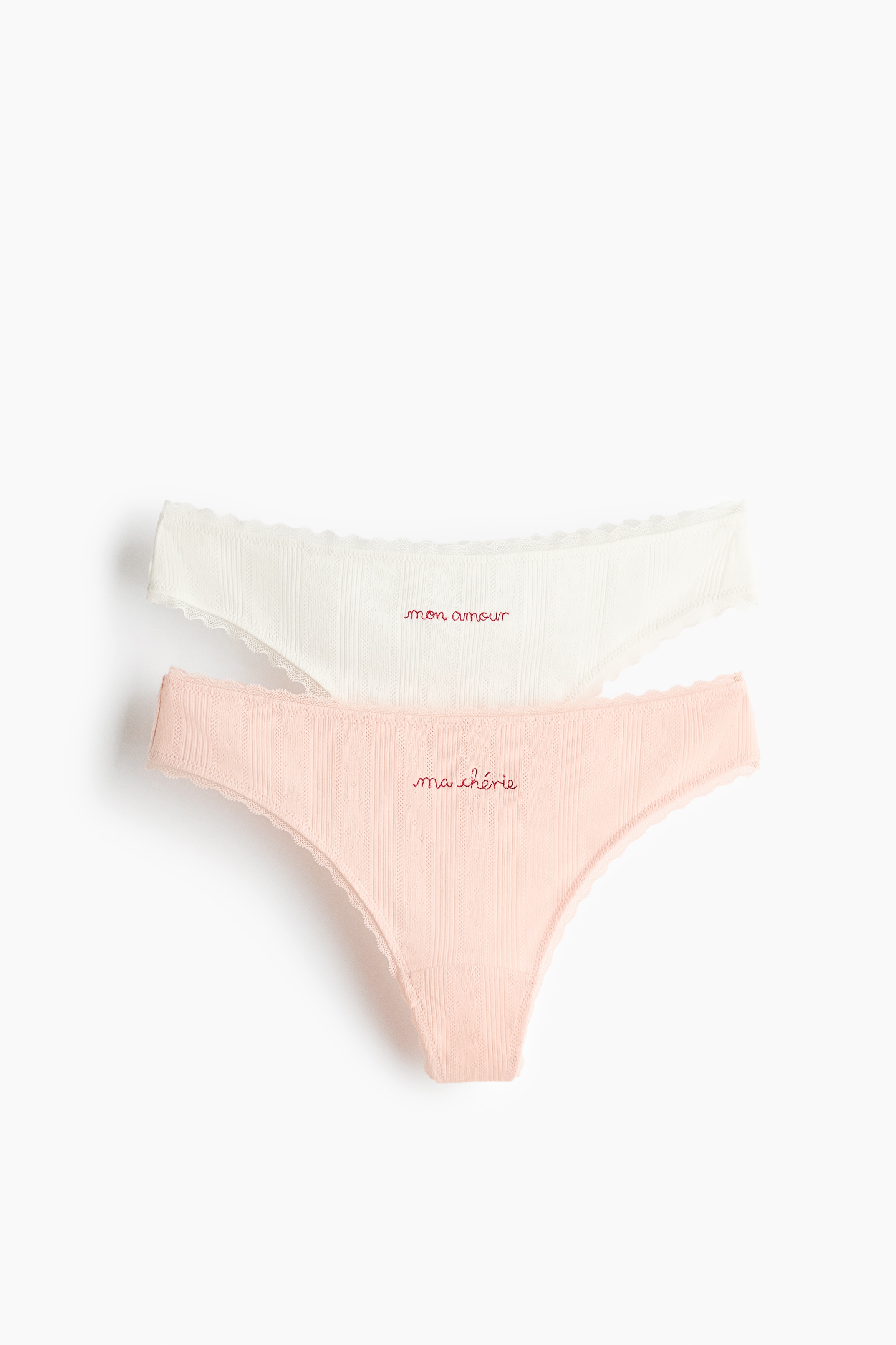 Thong traforati 2 pezzi - Rosa cipria/Ma Chérie/Bianco/fiori