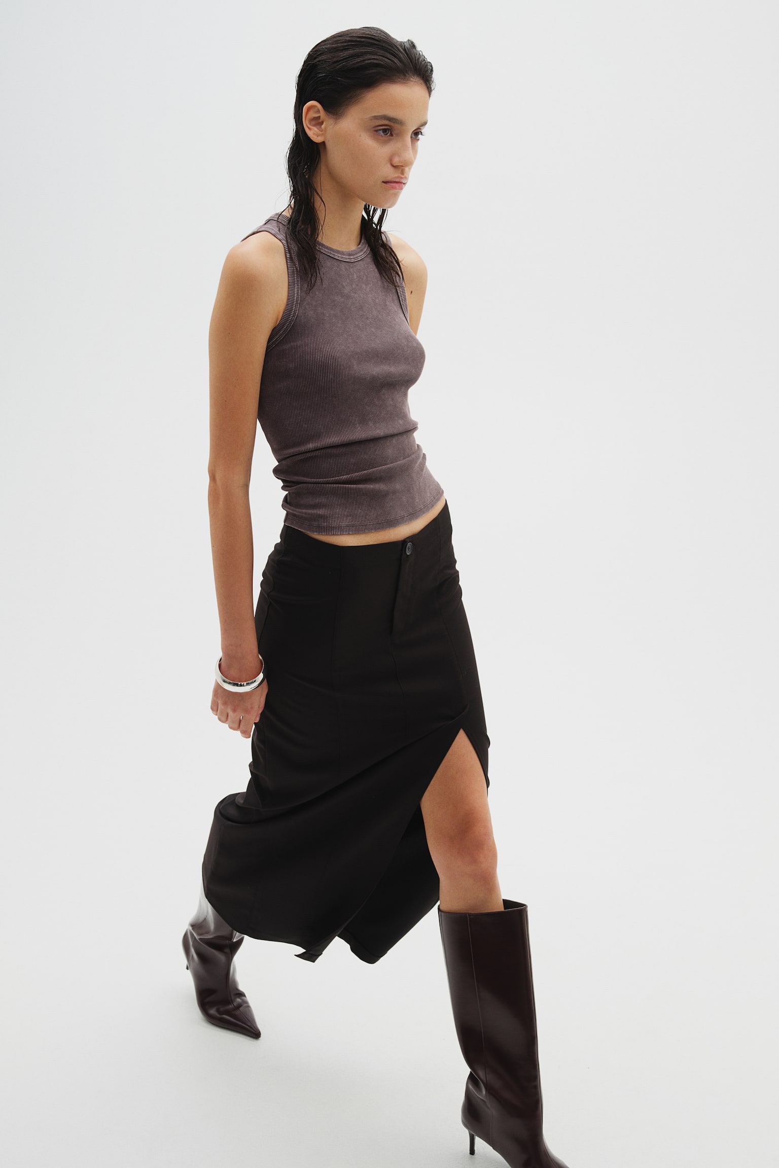 Tailored pencil skirt - Black/Grey marl - 1