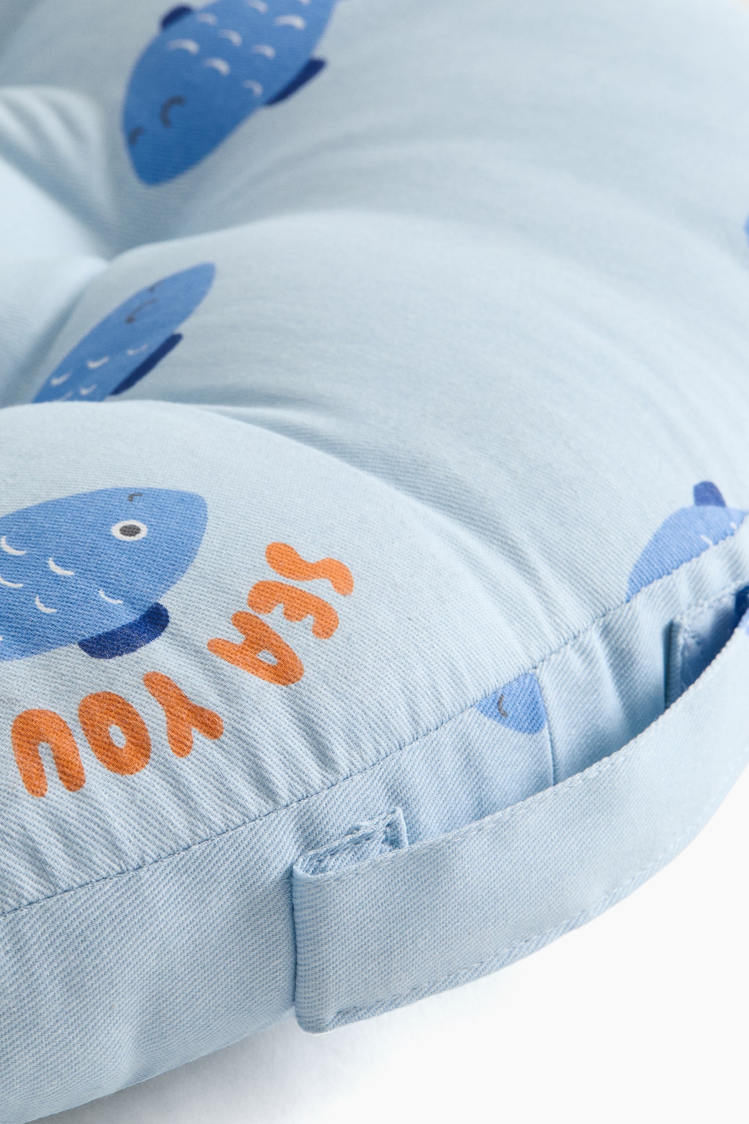 Printed floor cushion-Light blue/Fish - 3