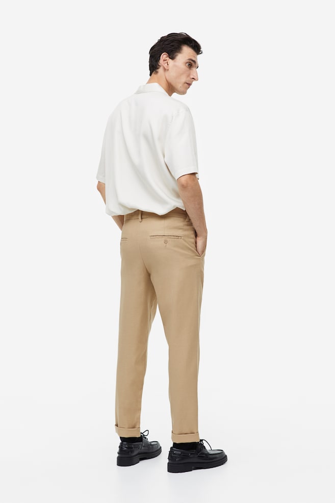 Pantaloni eleganti in twill Regular Fit - Beige/Nero - 4