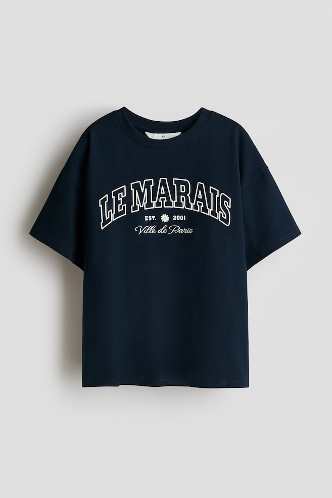 Playera oversized de algodón - Azul marino/Le Marais/Gris jaspeado/Oso de peluche/Lila/Llavero - 1