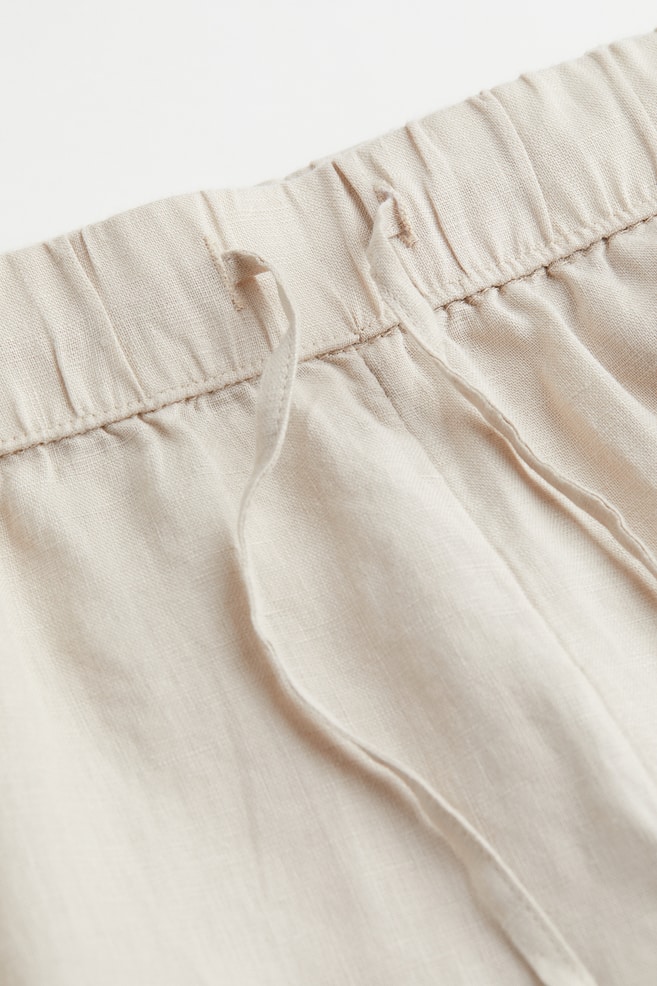 Pyjamas i vasket lin - Lys beige/Antrasittgrå/Hvit - 5