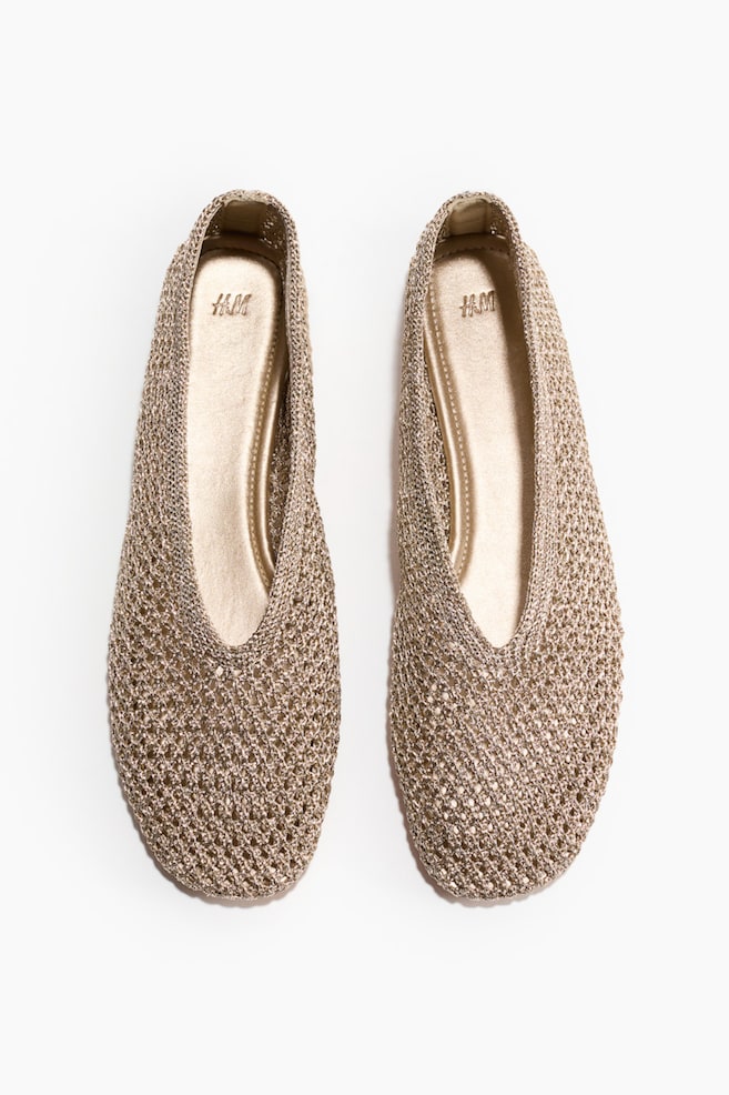 Braided ballet flats - Gold-coloured/Light dusty pink/Light dusty blue - 1