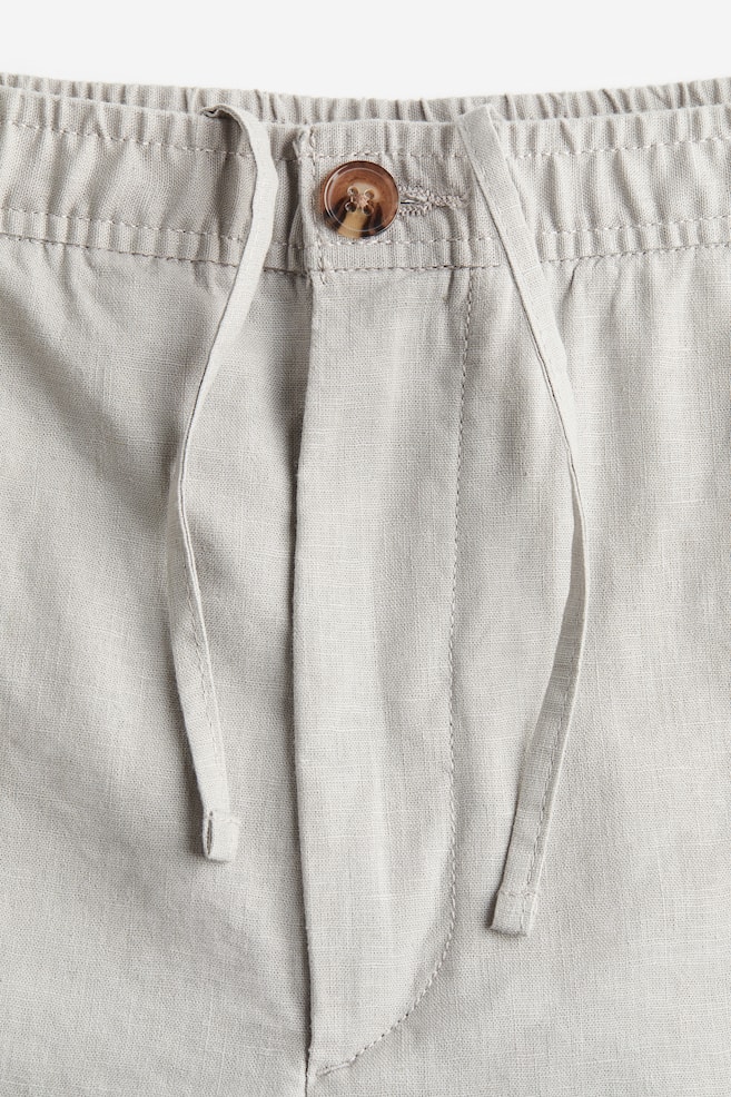 Shorts in misto lino Regular Fit - Grigio chiaro/Beige chiaro/Bianco/Marrone scuro/dc - 3