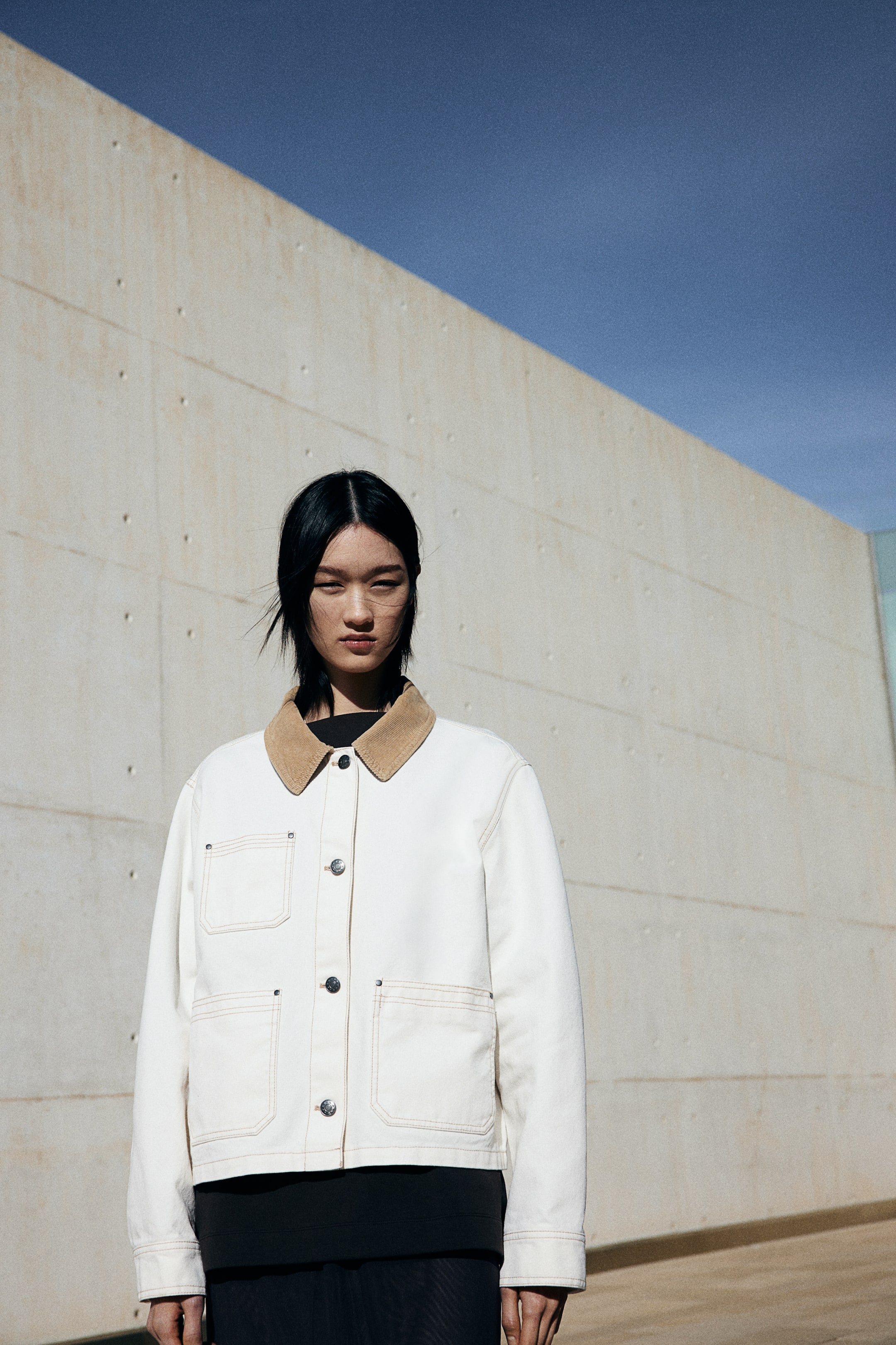 Denim Jacket with Corduroy Collar