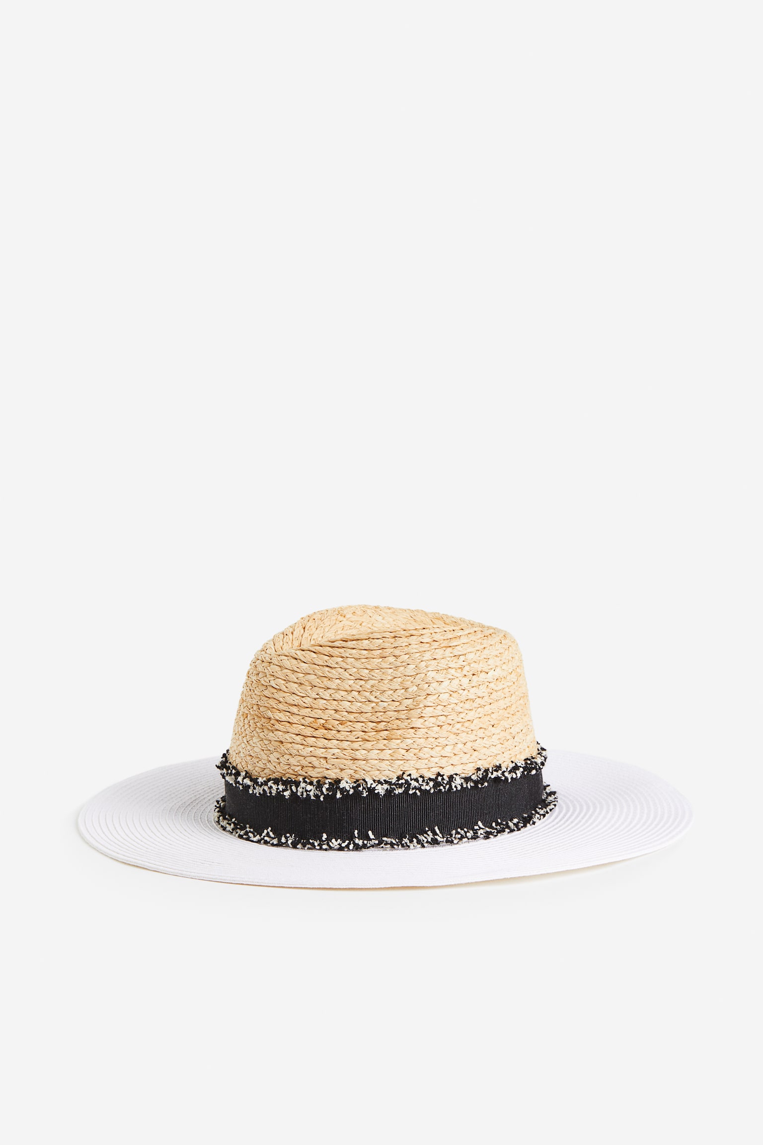 Straw hat - Light beige/Block-coloured - 1