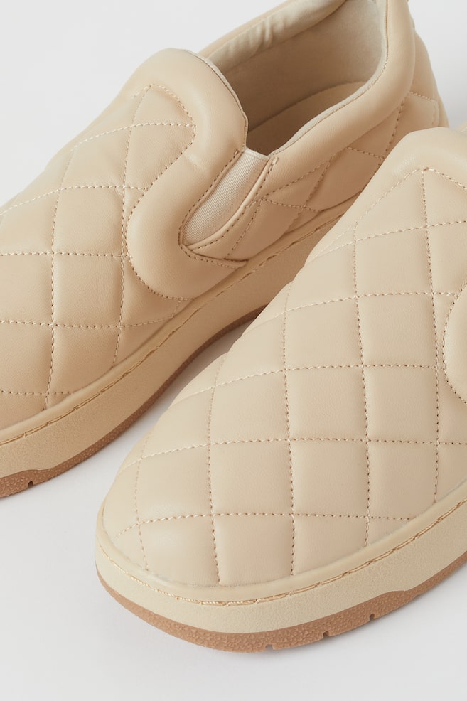 Quilted slip-on trainers - Light beige - 2