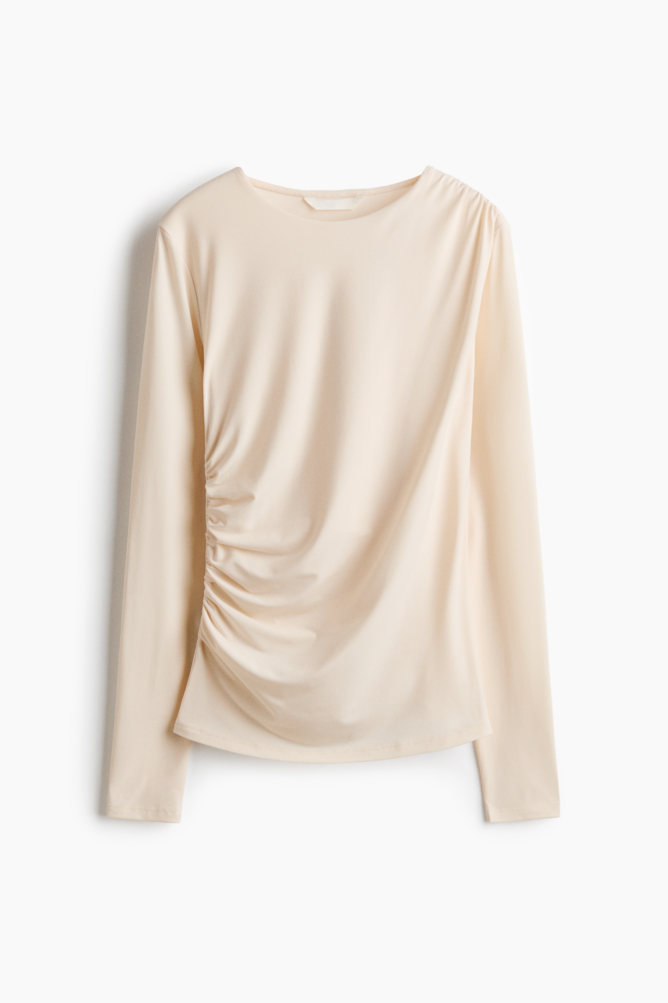 Bluză drapată din jerseu - Cream/Negru/Maro