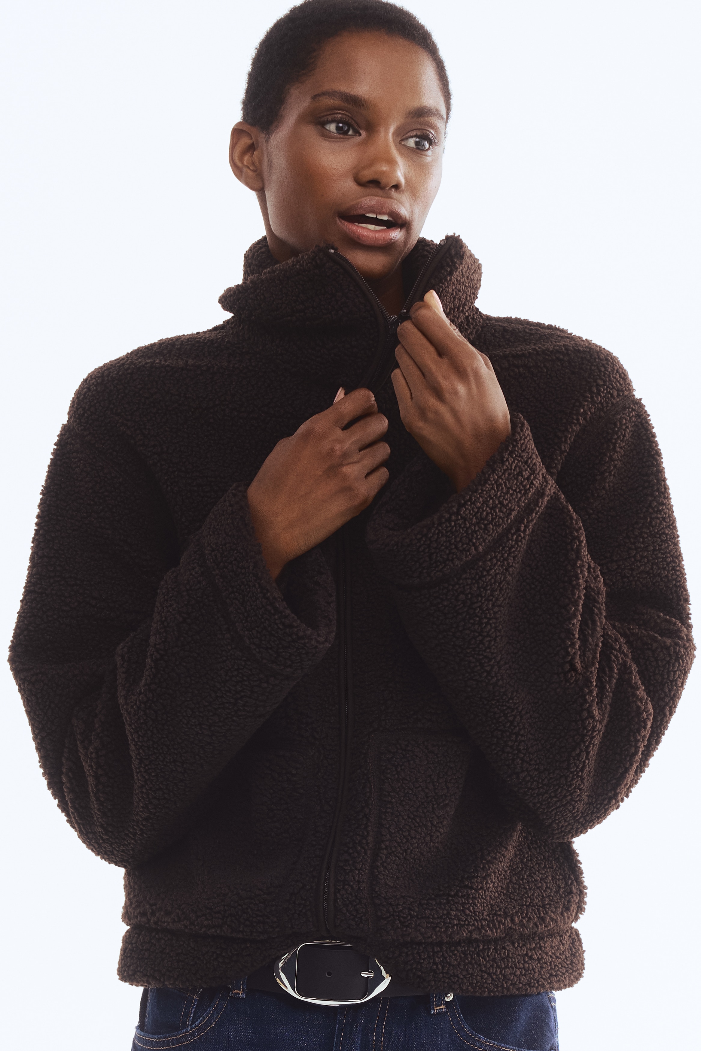 H & M - テディジャケット - ブラウン