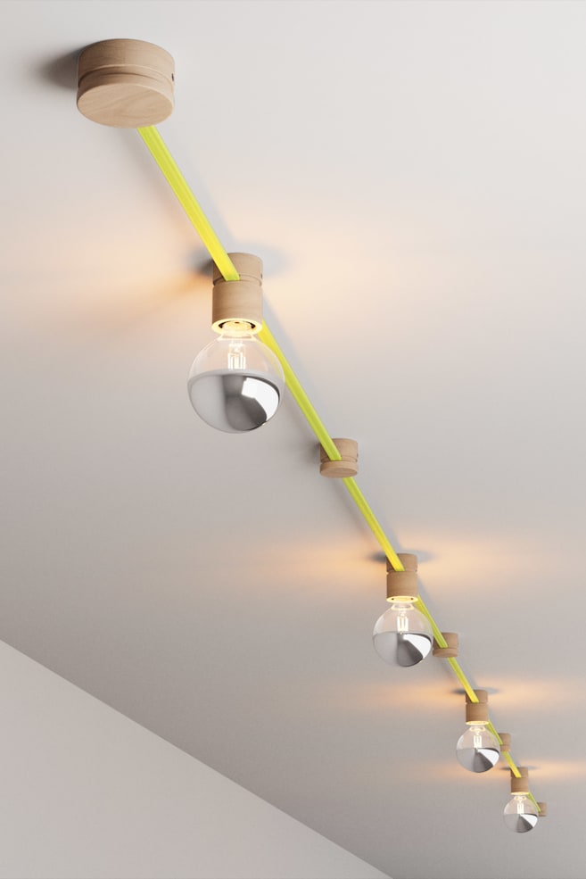 Instalación Personalizable Con 4 Bombillas - Fluo Amarillo/madera - 1