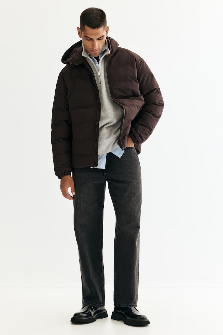 Wasserabweisende Pufferjacke in Regular Fit Dunkelbraun Men