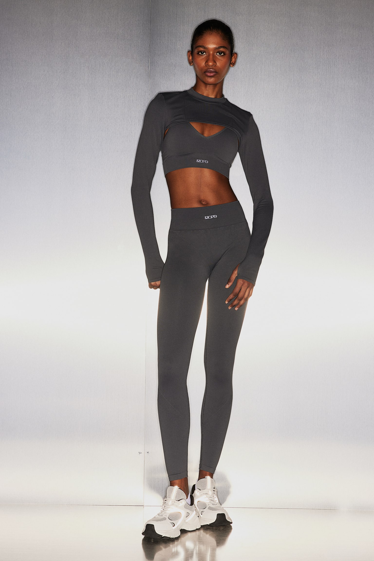 Seamless Sports leggings in DryMove™ - Dark grey - 1